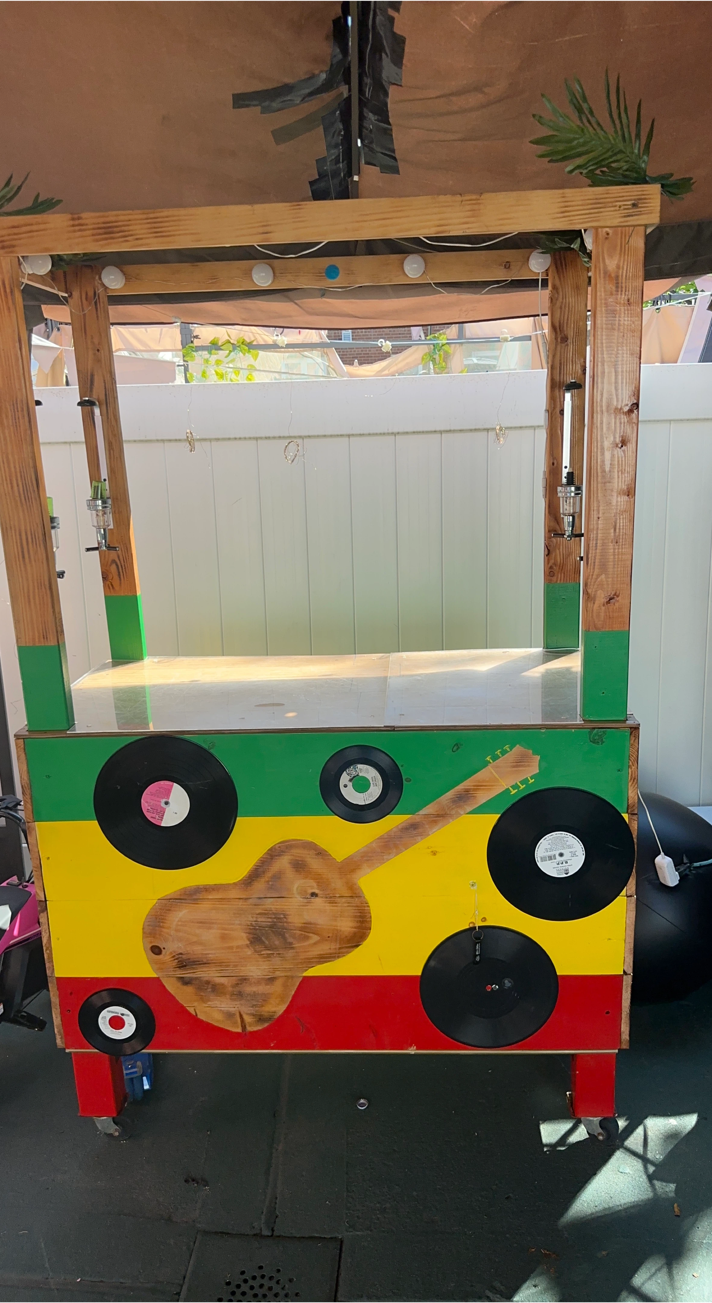 Handmade Reggae Bar Cart with Records & Guitar thumbnail