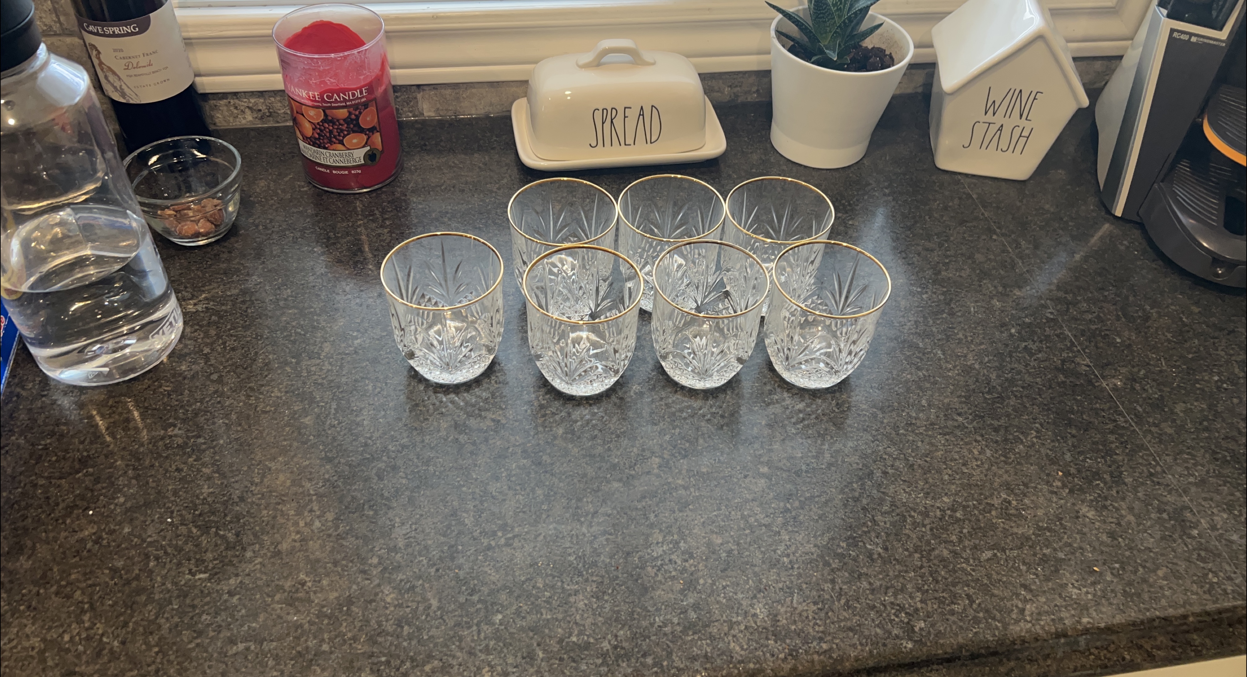 Set of 7 Crystal Glasses with Gold Trim thumbnail