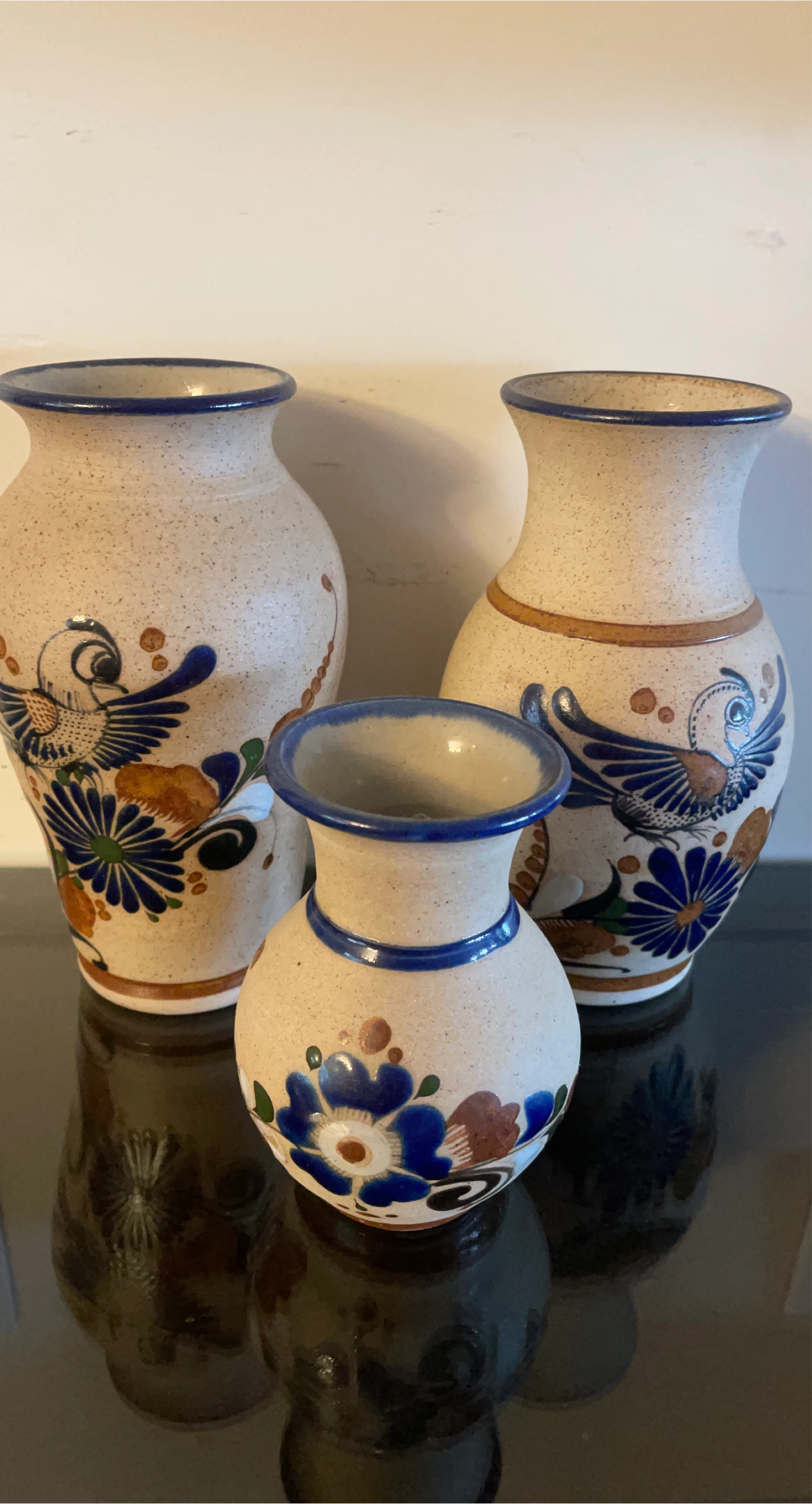 Hand-Painted Mexican Pottery Vases (Set of 3) image indicator(1)