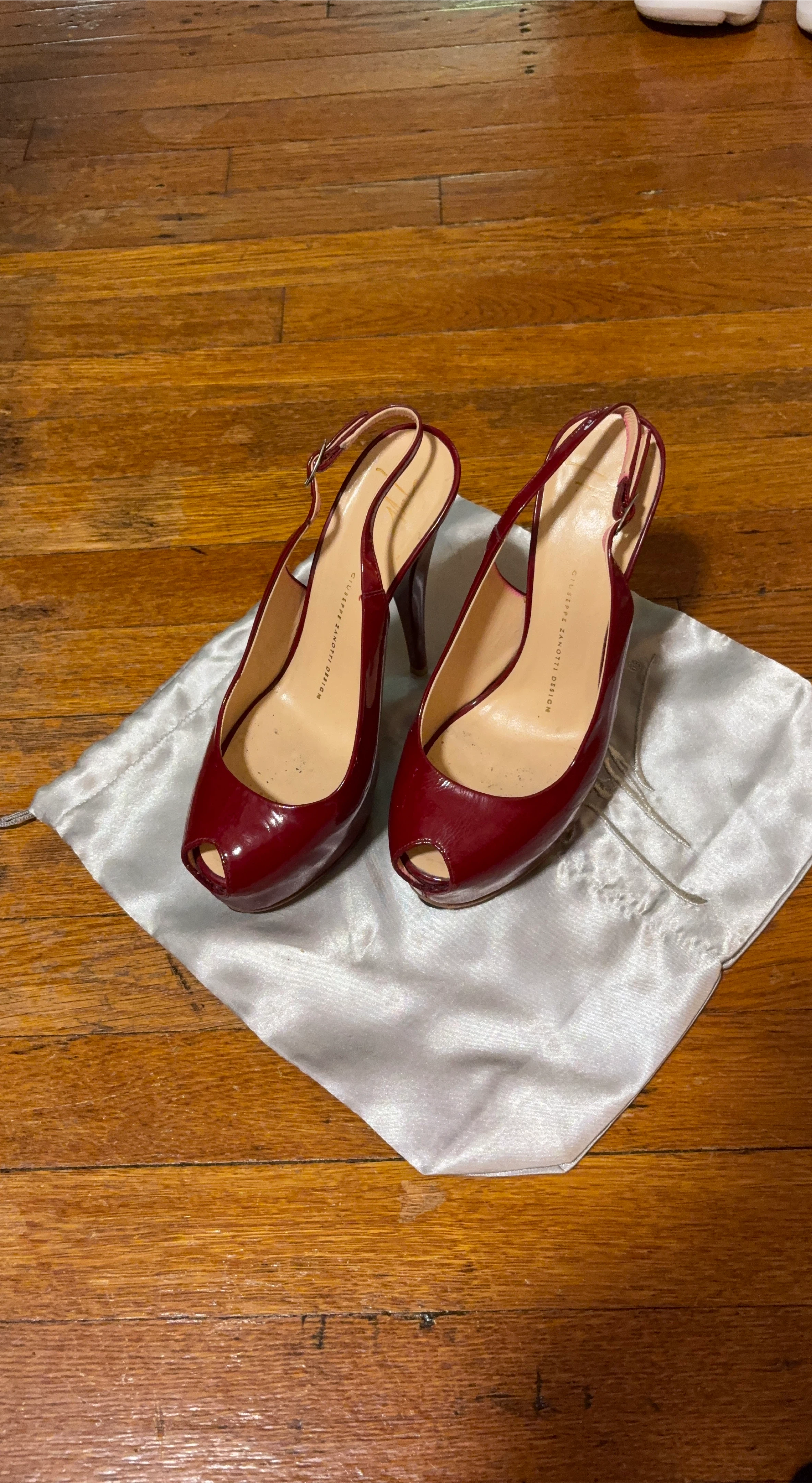 Giuseppe Zanotti Red Patent Leather Slingback Heels thumbnail