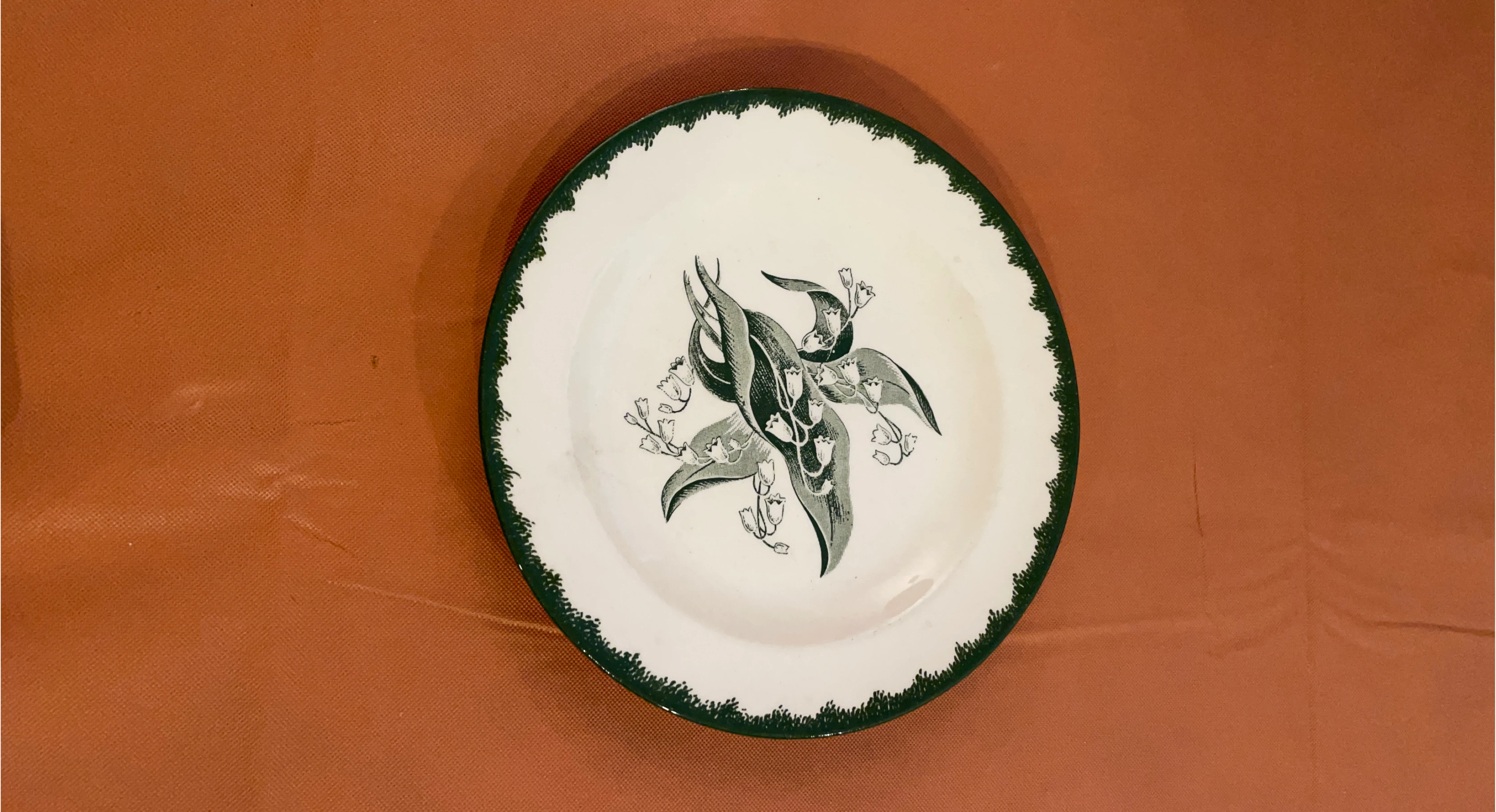 Vintage Plate with Green Lily of the Valley Design thumbnail