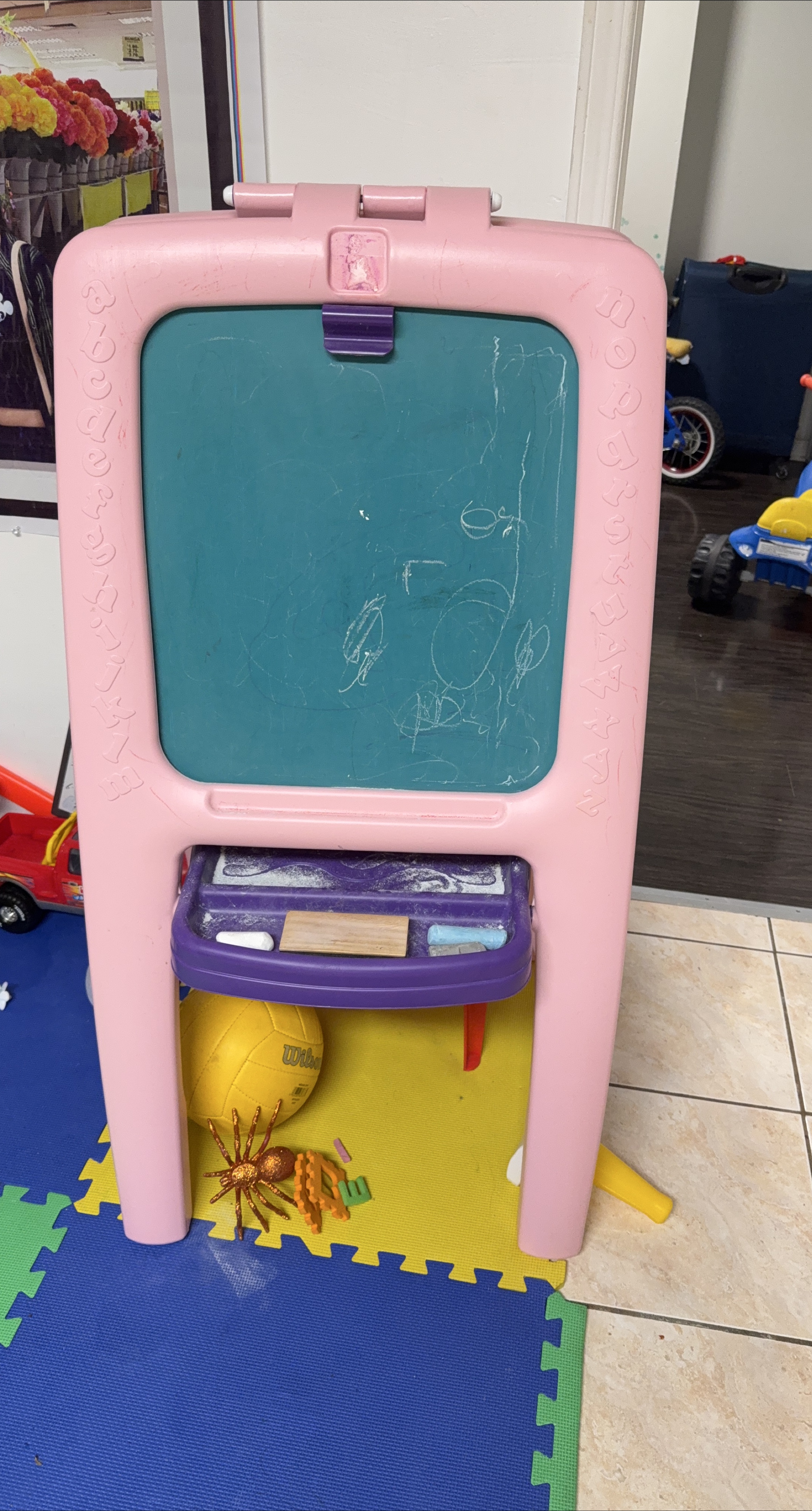 Pink Kids Easel with Chalkboard thumbnail