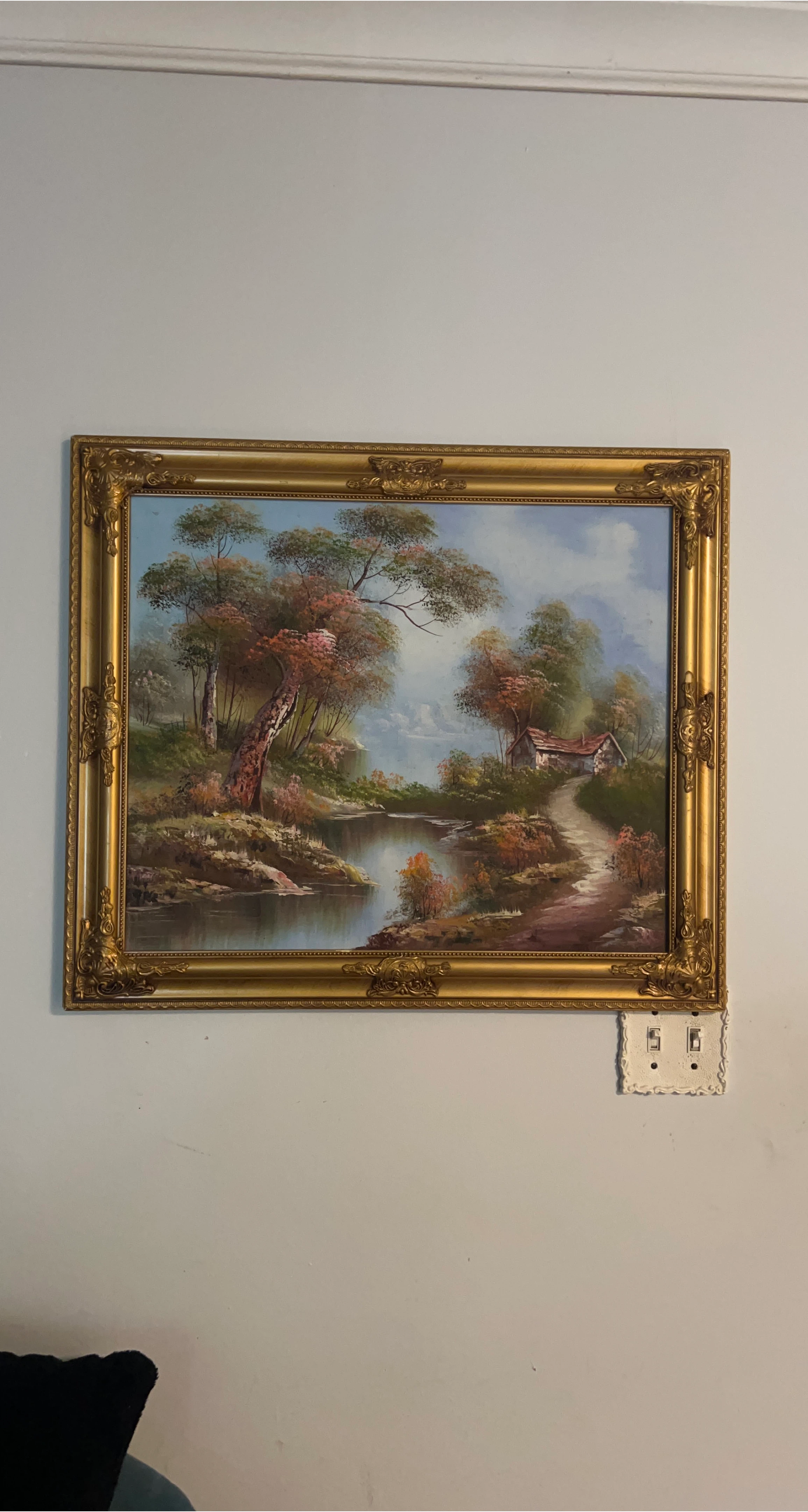 Landscape Painting with Ornate Gold Frame thumbnail