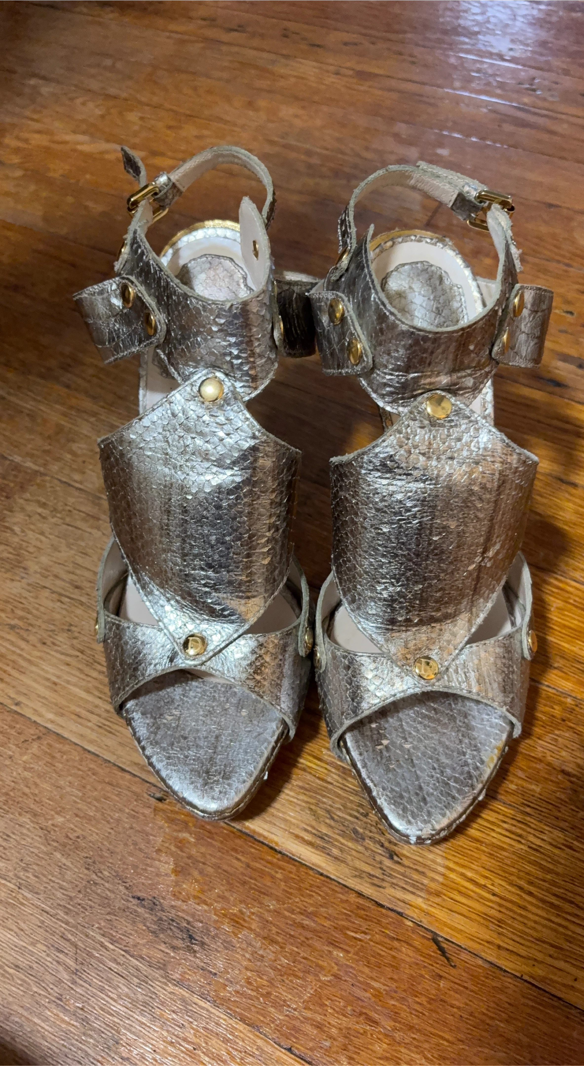 Christian Dior Gold Metallic Heels, Size 38 image indicator(1)