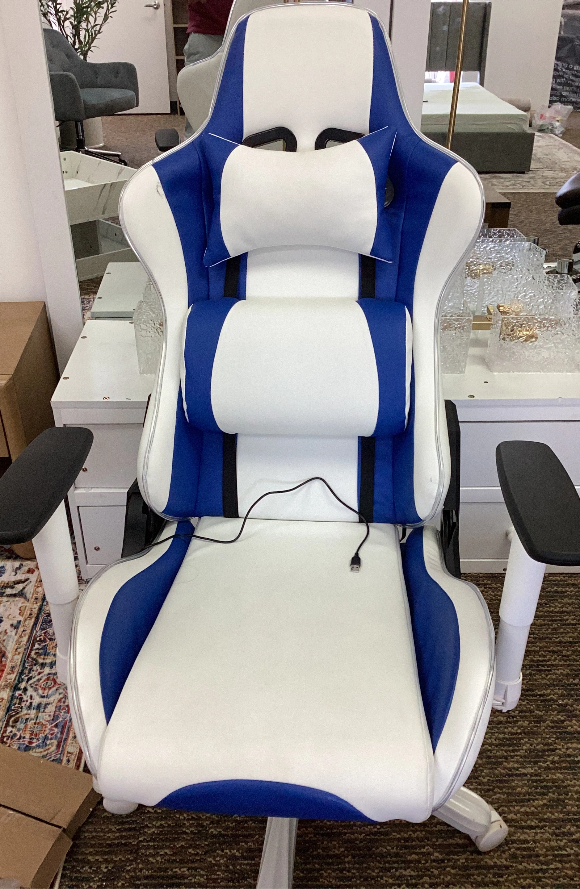 Blue & White Gaming Chair thumbnail