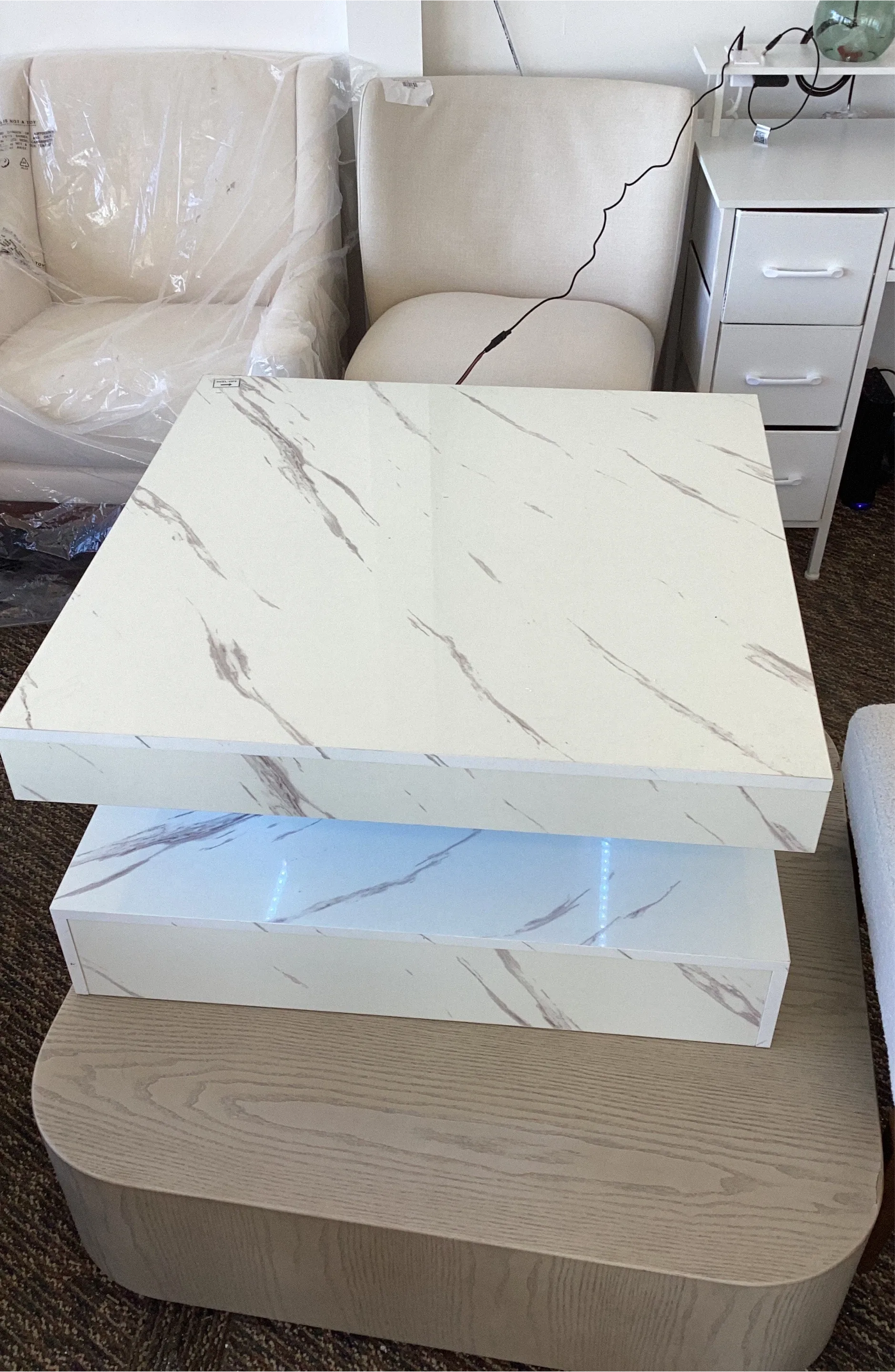 Modern Coffee Table with LED Light