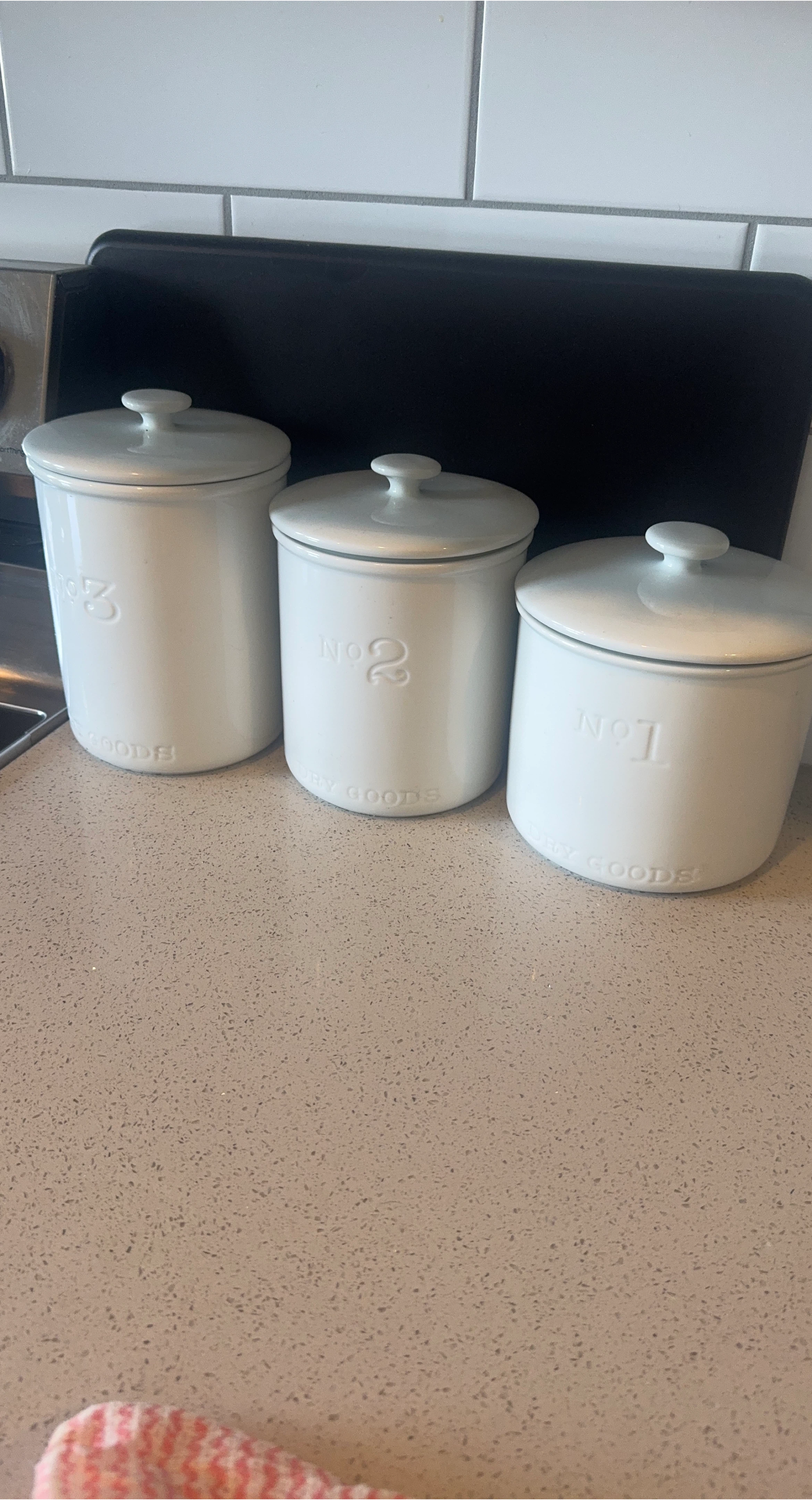 Set of 3 White Kitchen Canisters thumbnail