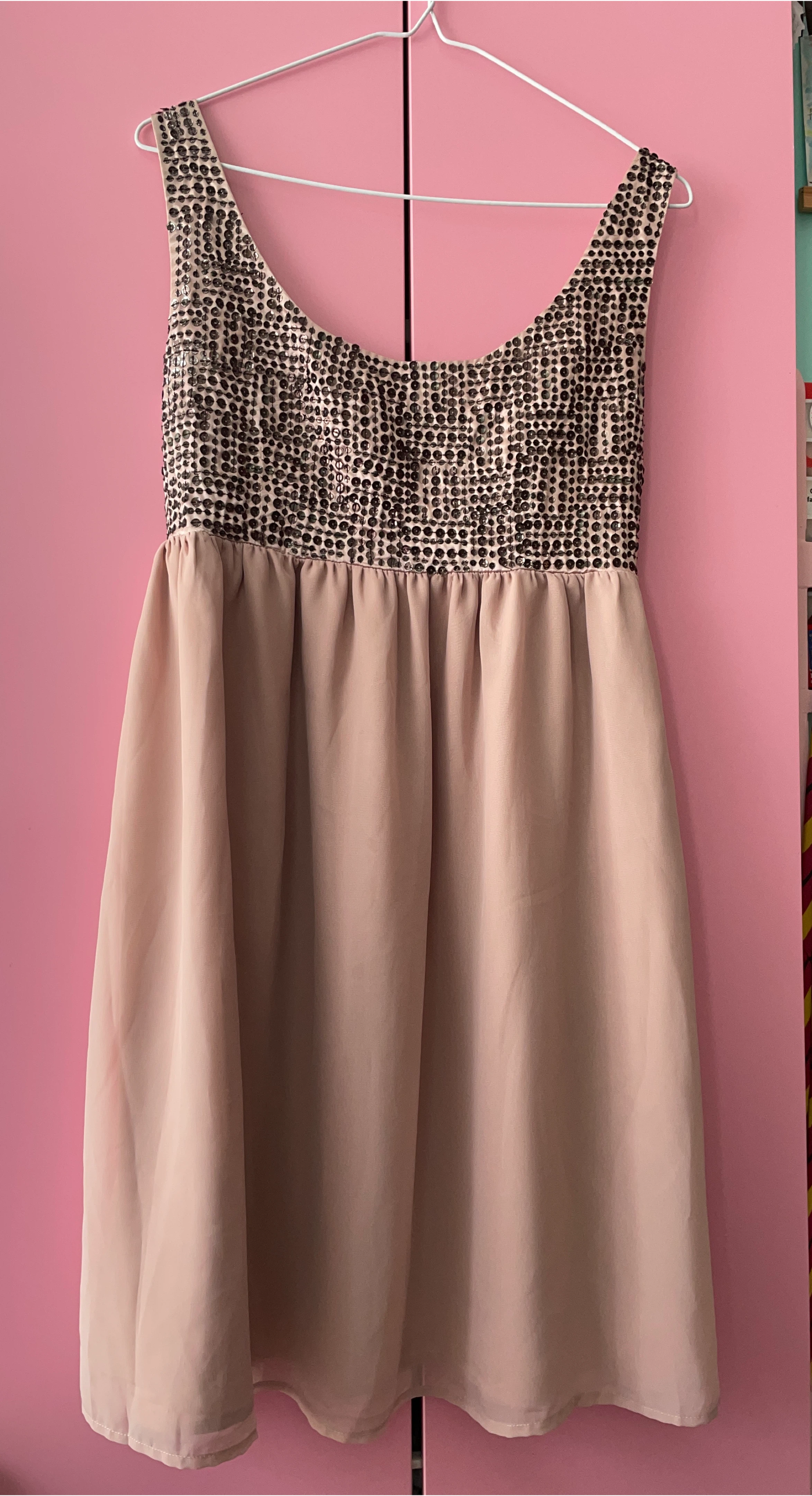 Blush Pink Dress with Sequin Top thumbnail