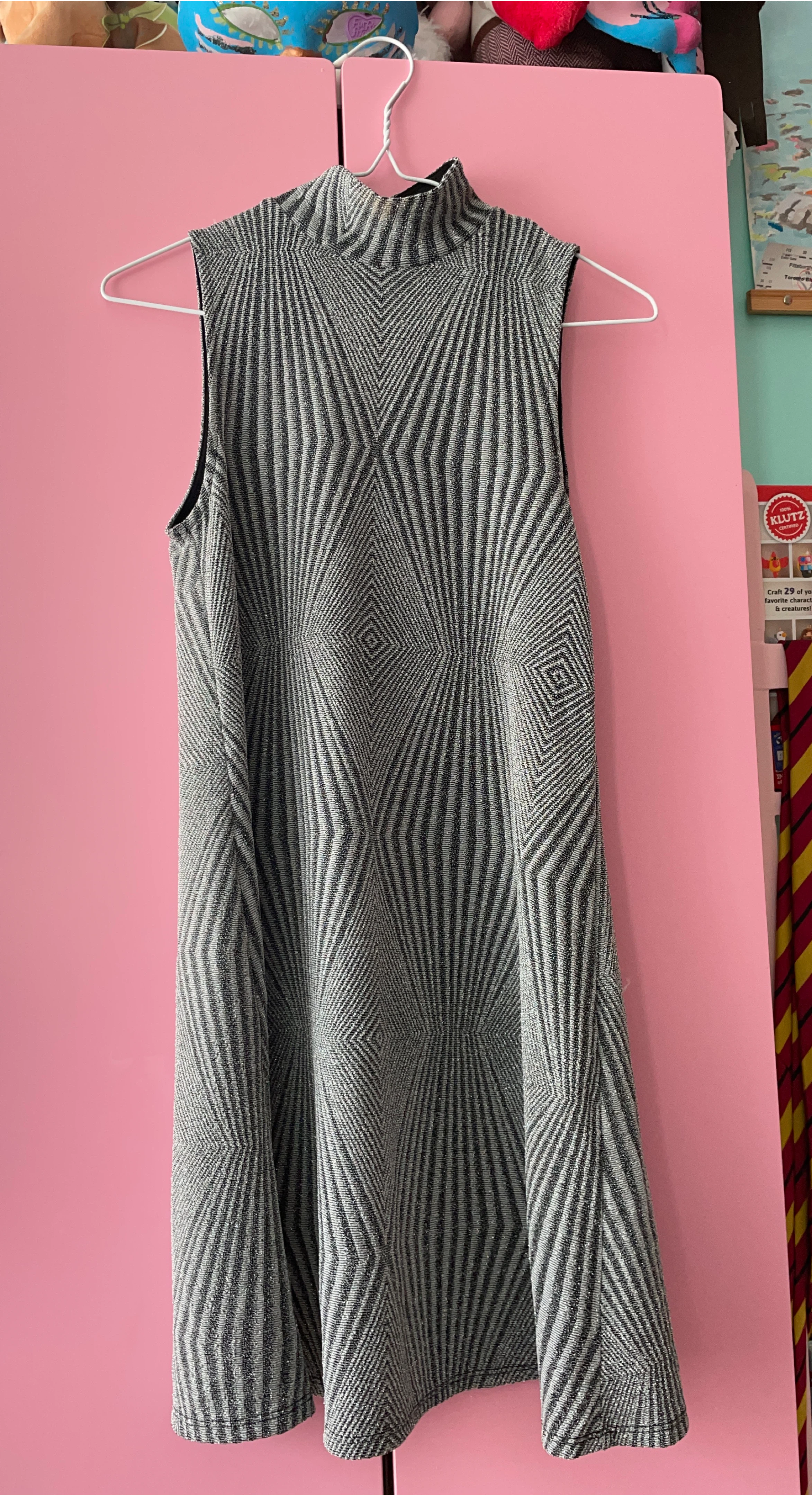Grey Patterned Sleeveless Dress image indicator(1)