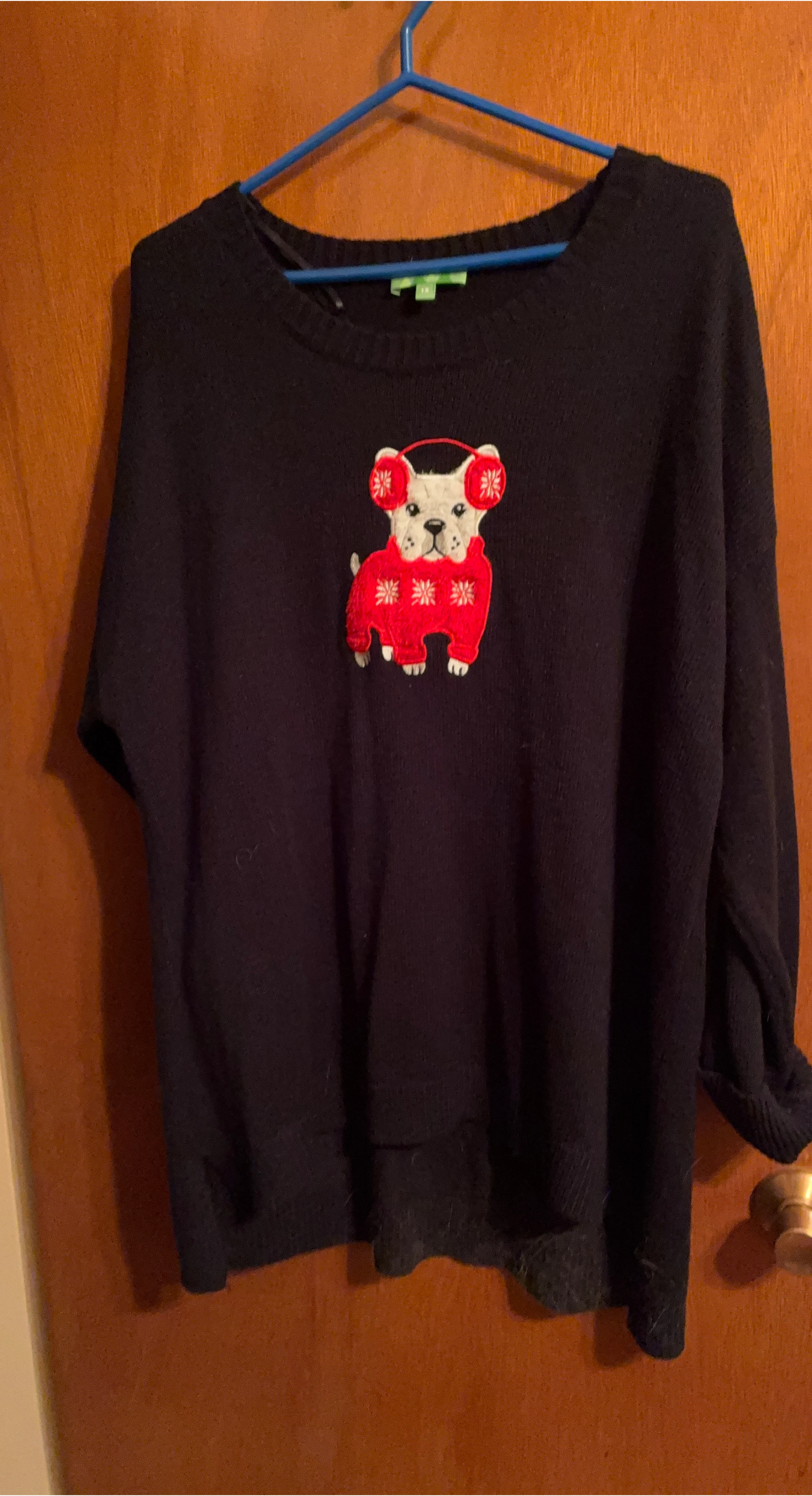 Black Sweater with Dog Design thumbnail