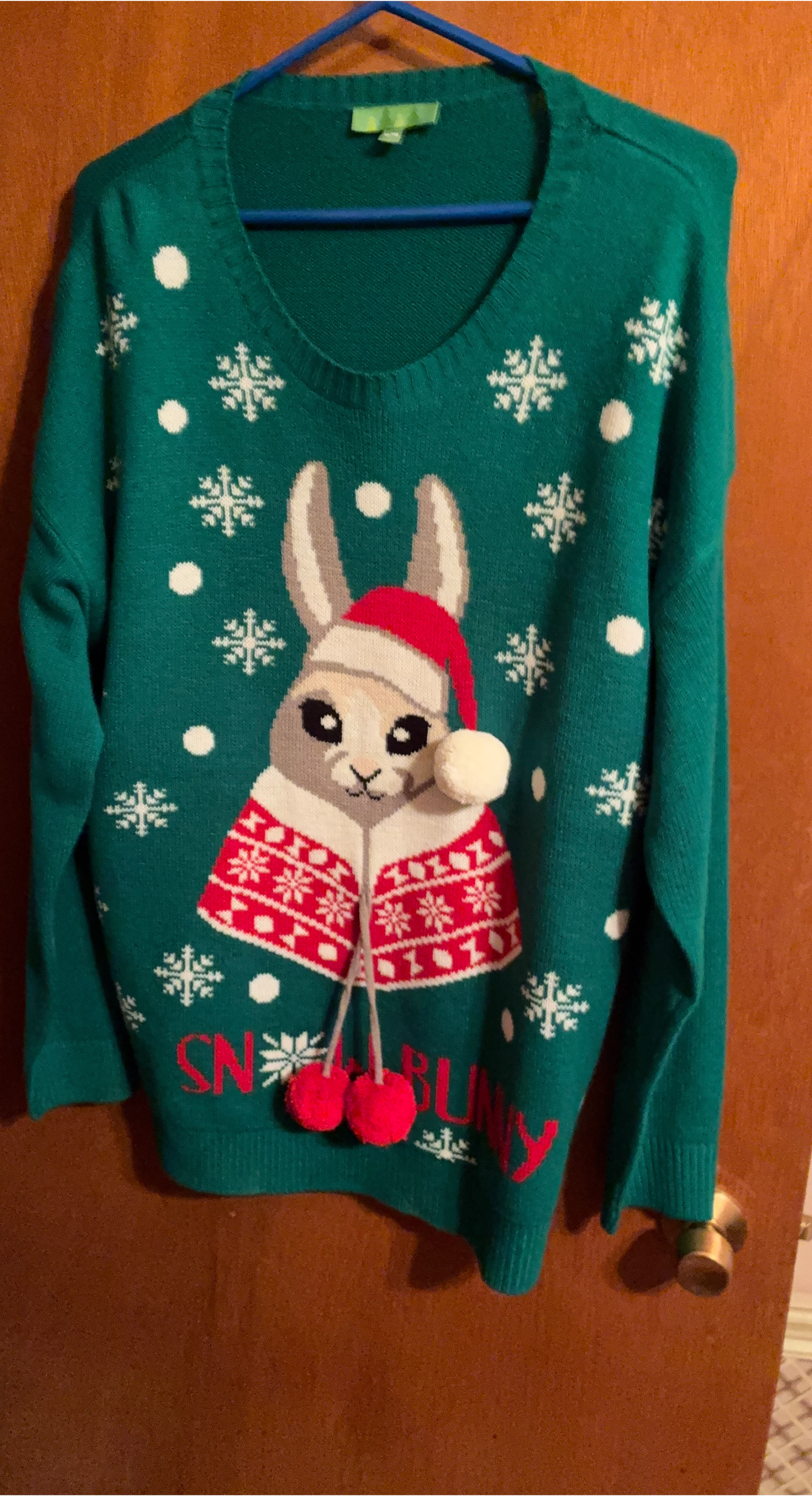 Green Snow Bunny Christmas Sweater thumbnail