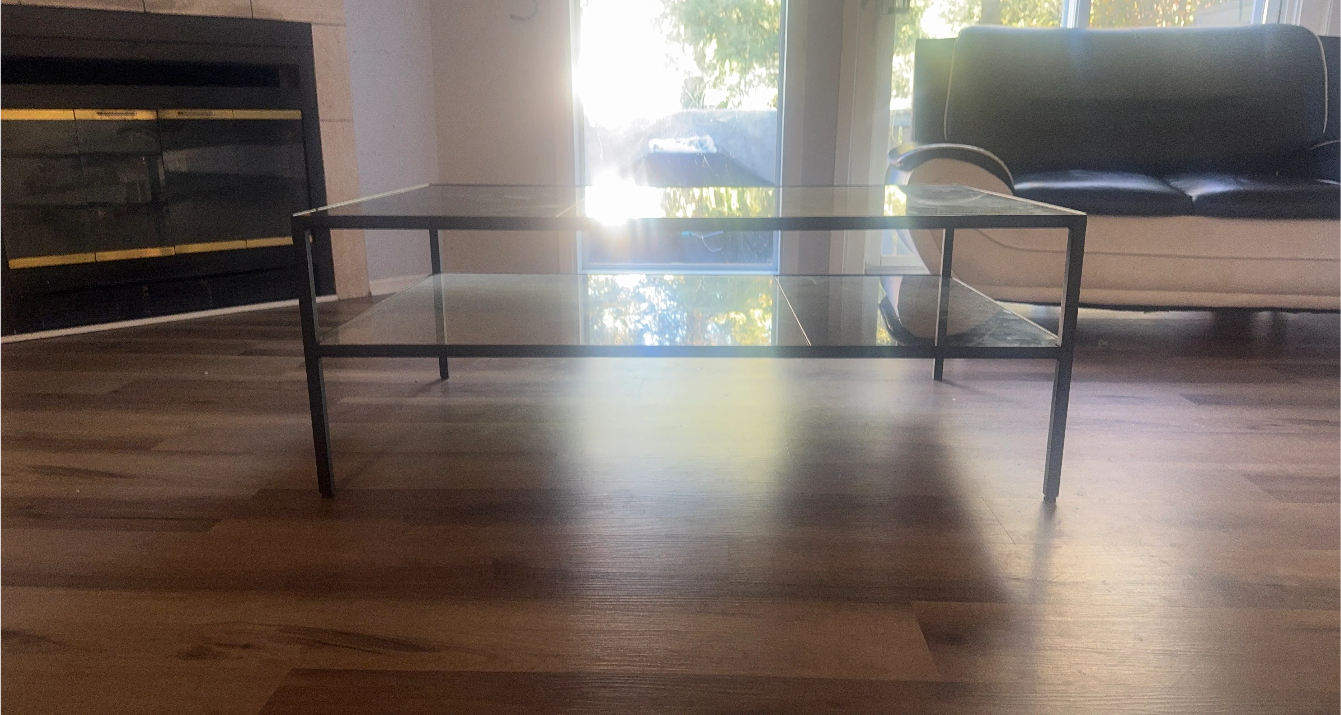 Black Metal & Glass Coffee Table