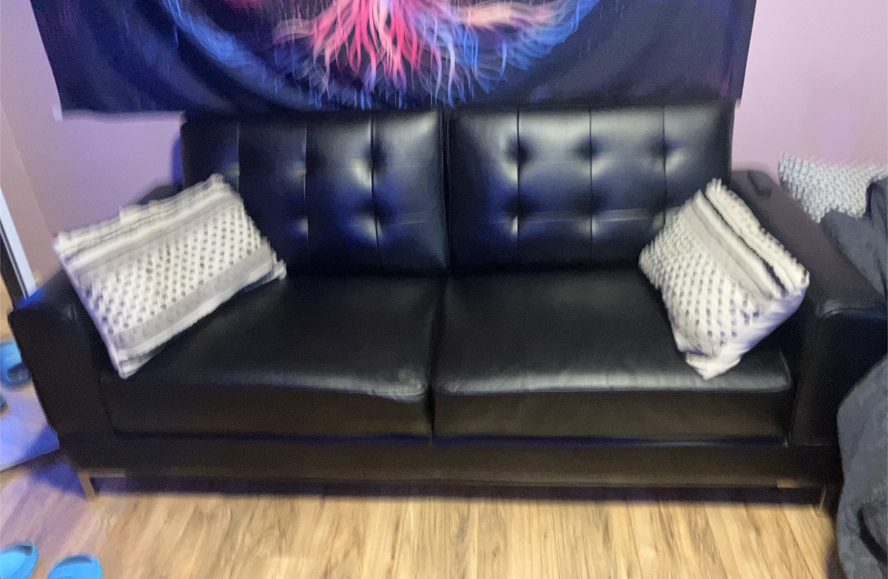 Black Leather Sofa Couch thumbnail