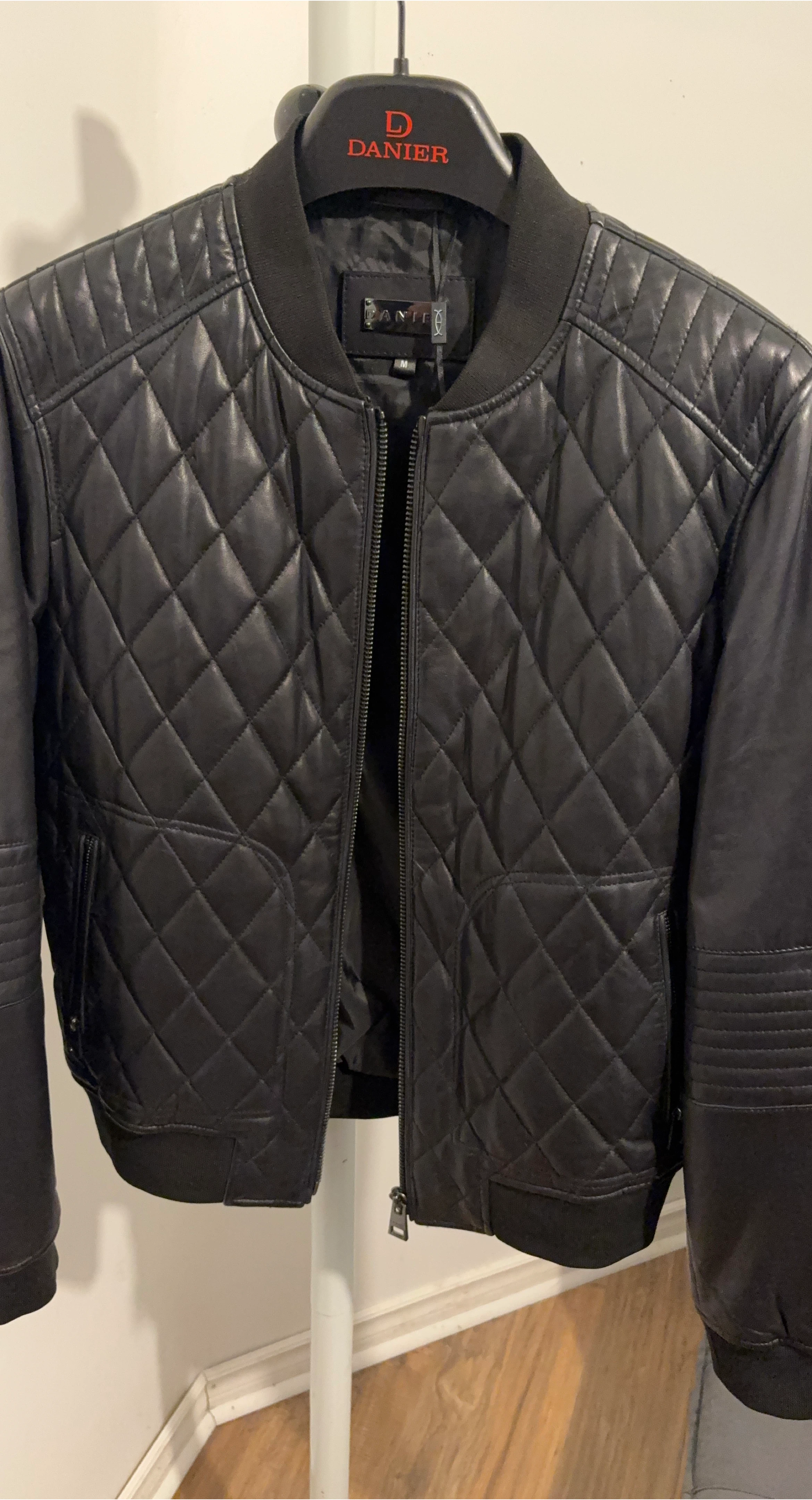 Danier Leather Quilted Bomber Jacket - Size M thumbnail