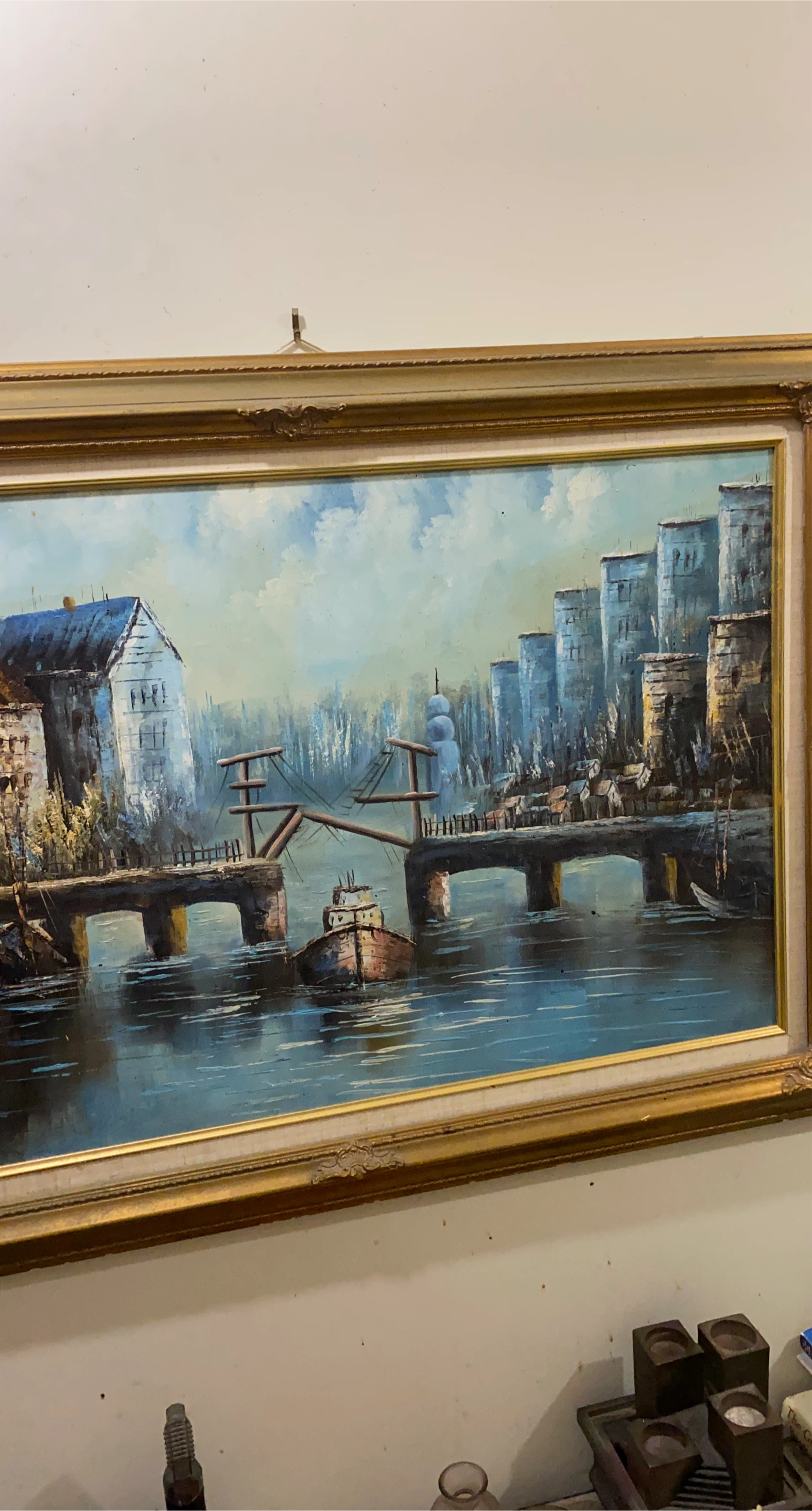 Framed Oil Painting - Cityscape thumbnail