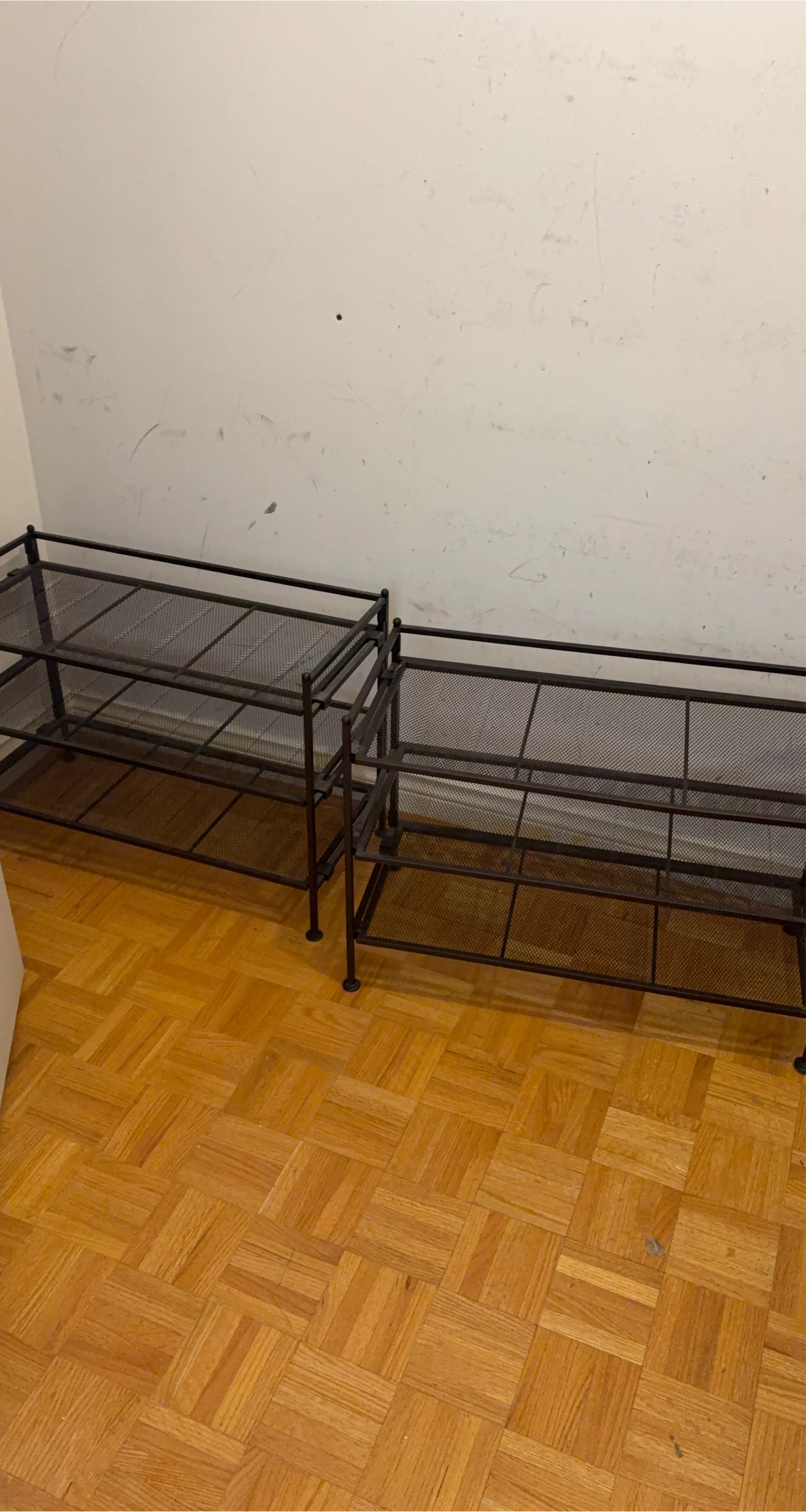 Set of 2 Black Metal Mesh Shoe Racks