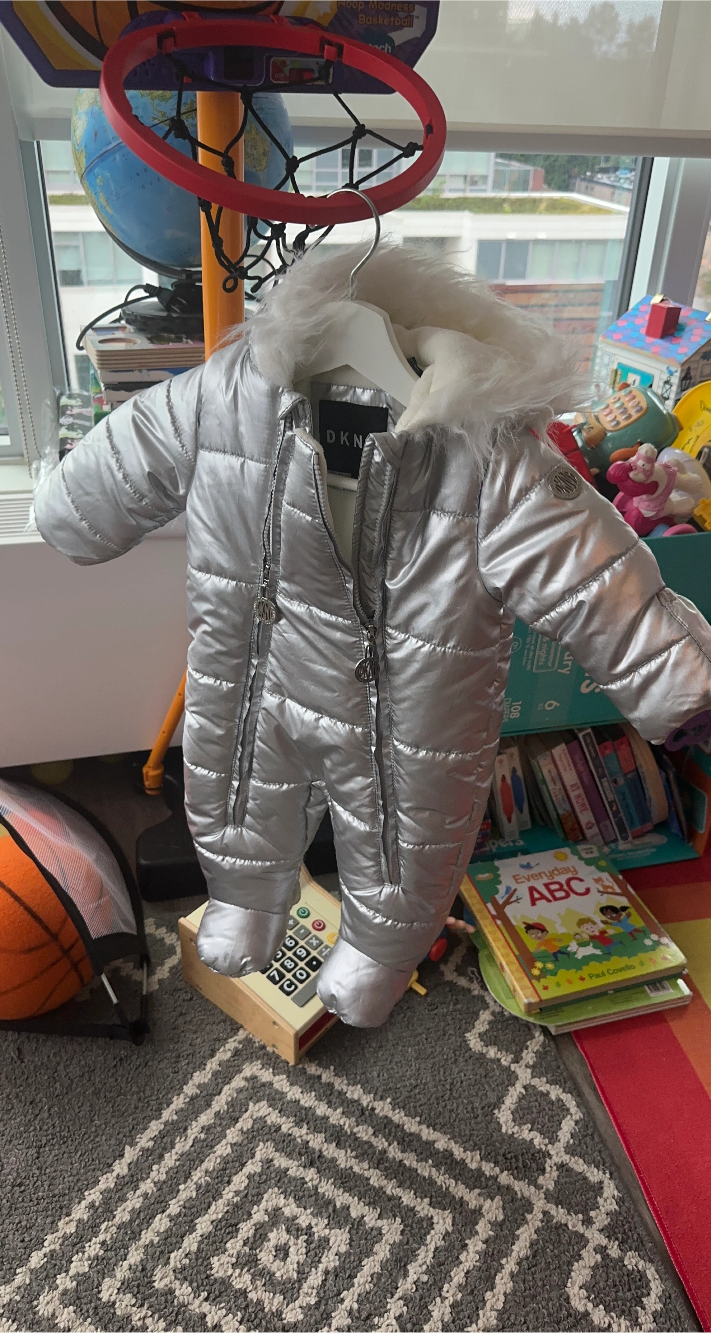 New DKNY Silver Snowsuit 6/9M thumbnail