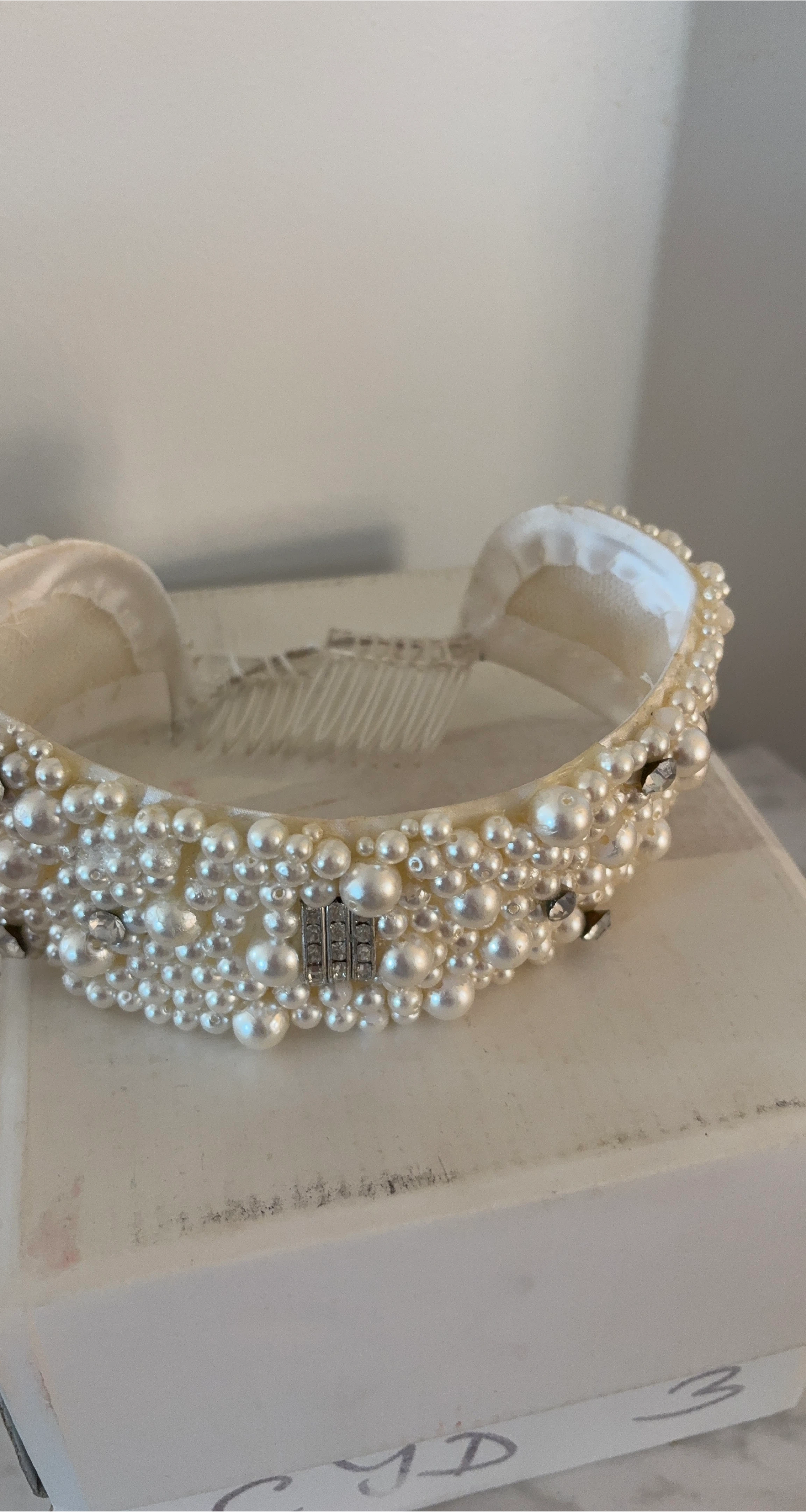 Pearl and Rhinestone Headband with Comb