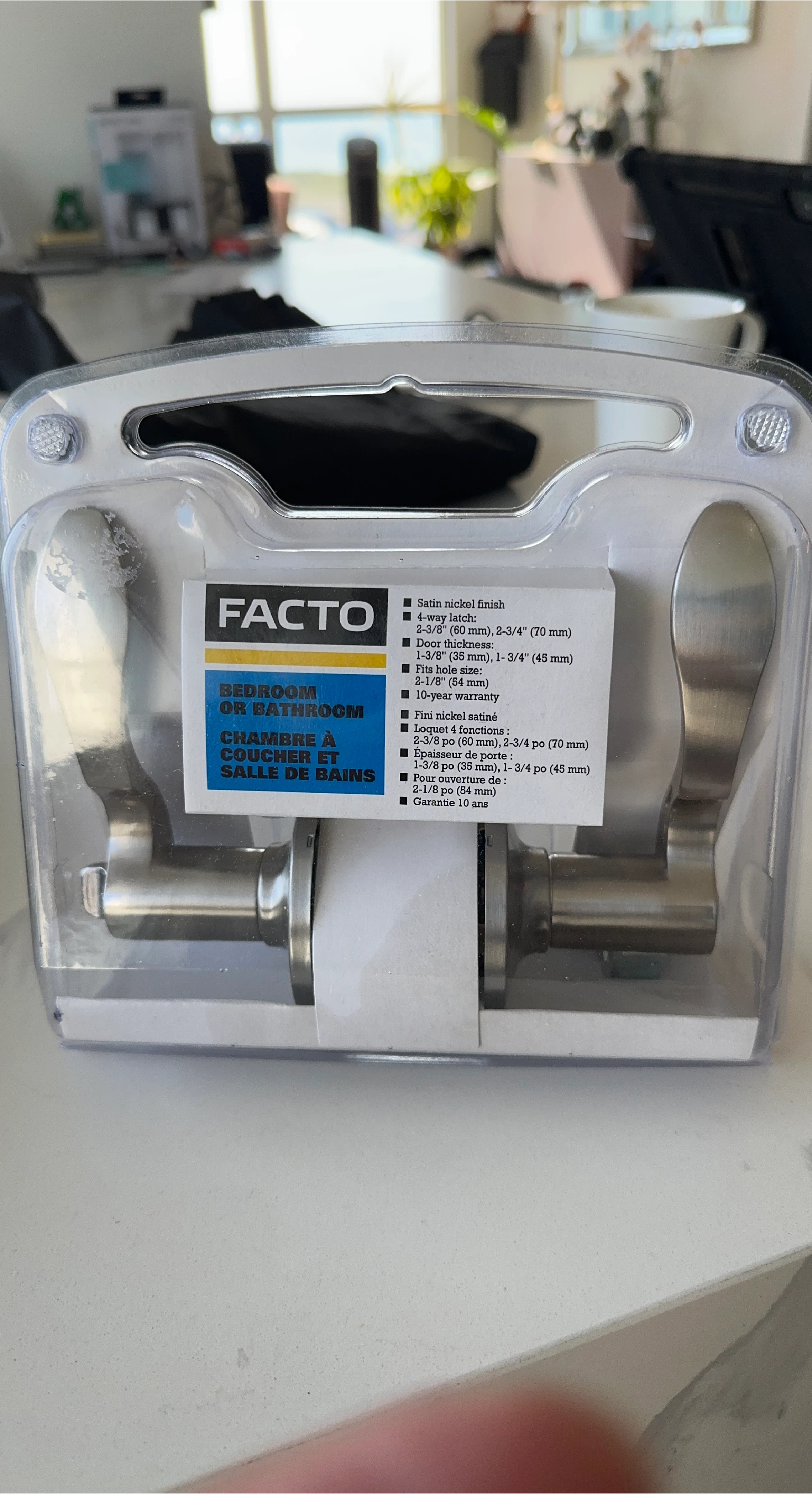 FACTO Bedroom/Bathroom Satin Nickel Door Handle