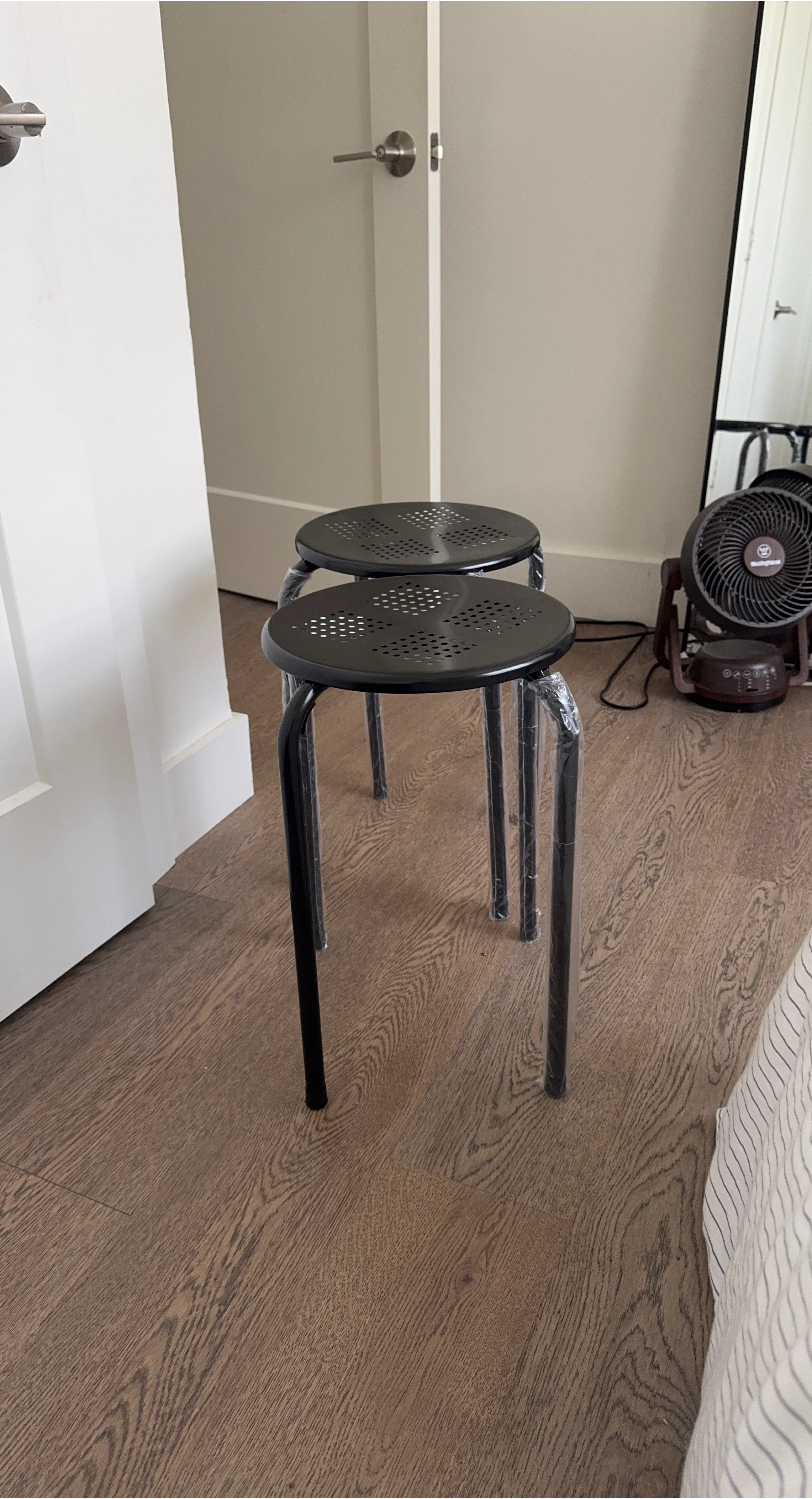 Black Metal Stools - Set of 2