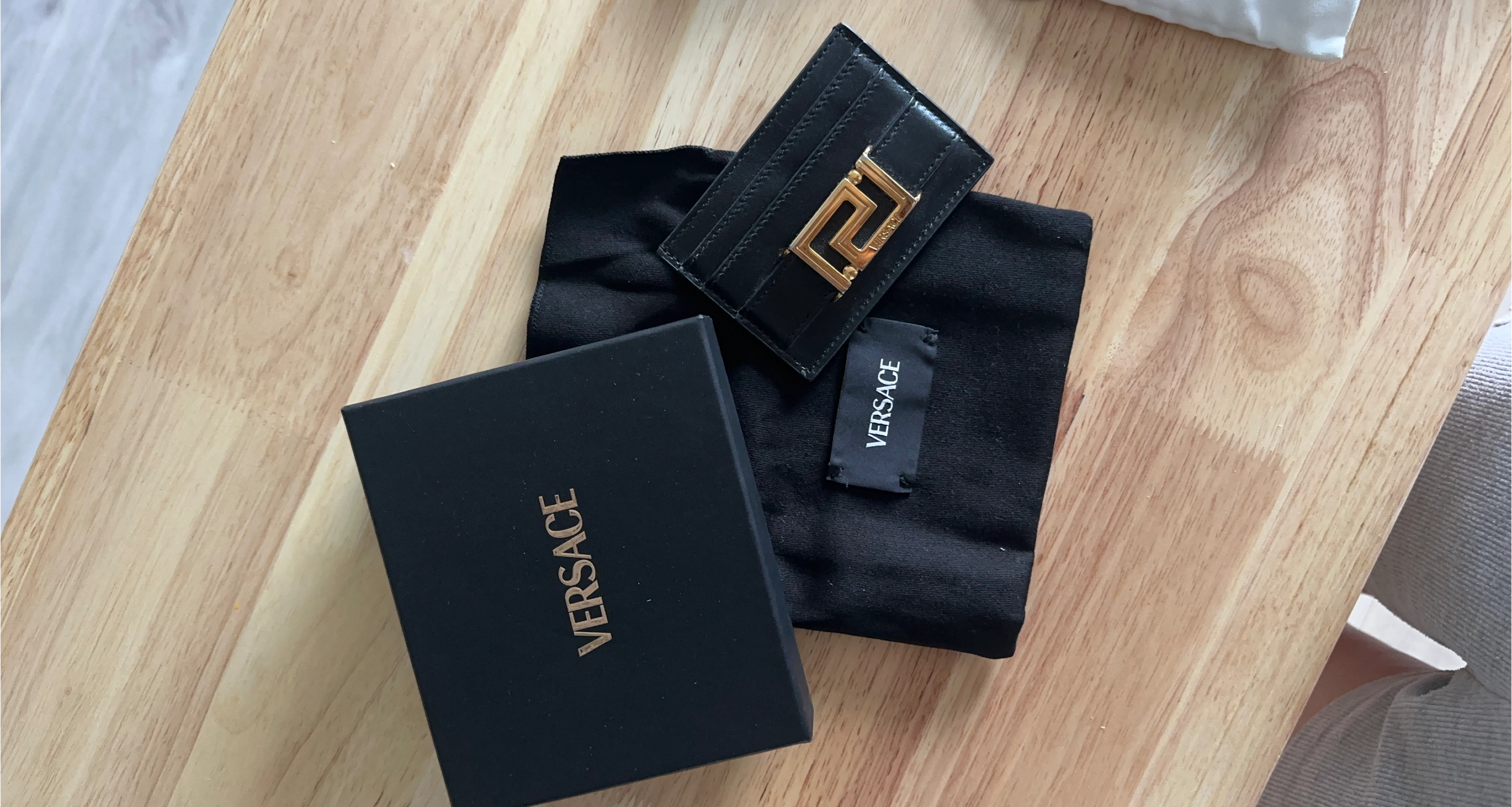 Versace Black Leather Card Holder - Like New!