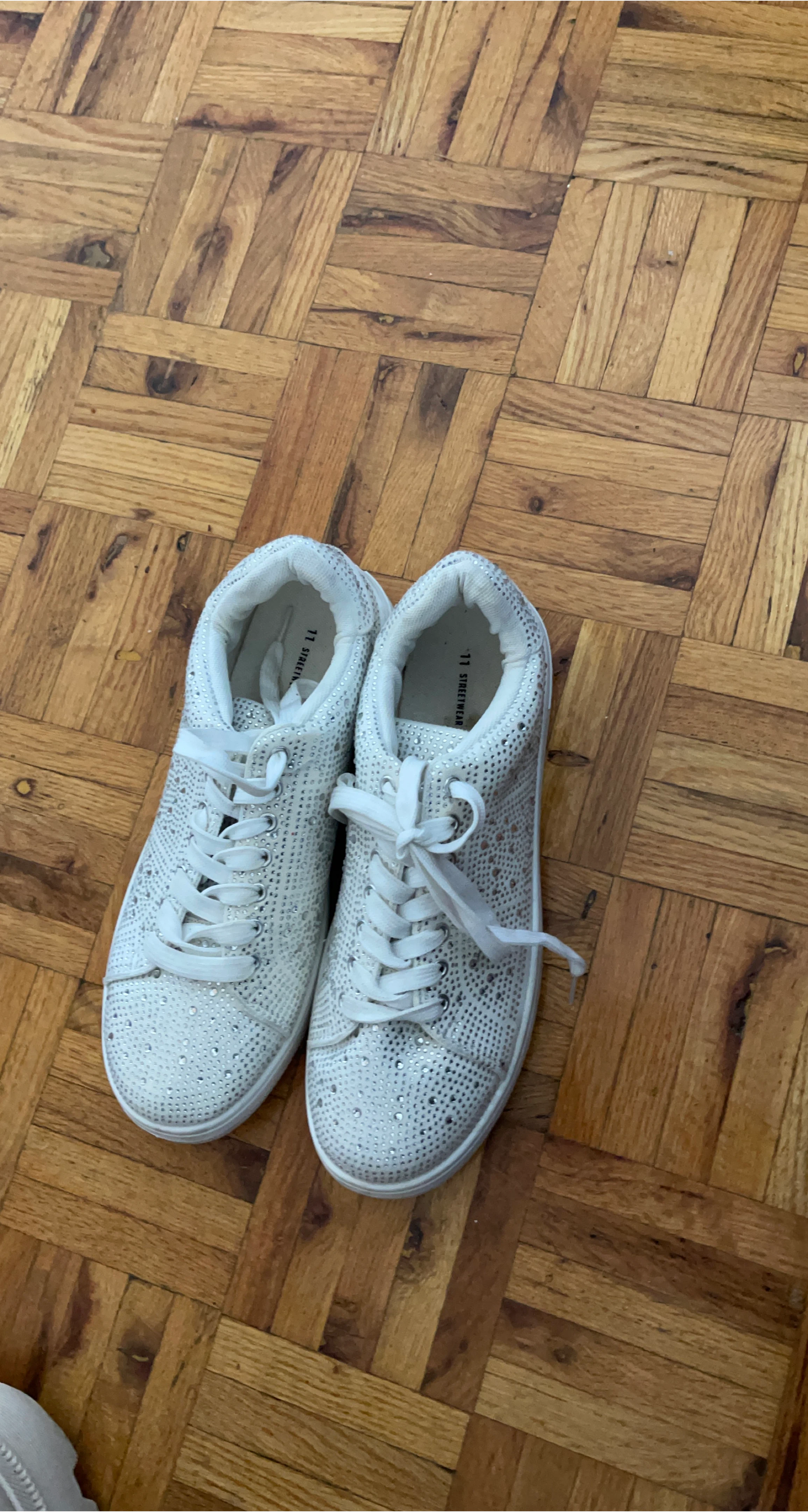 11 Streetwear White Rhinestone Sneakers