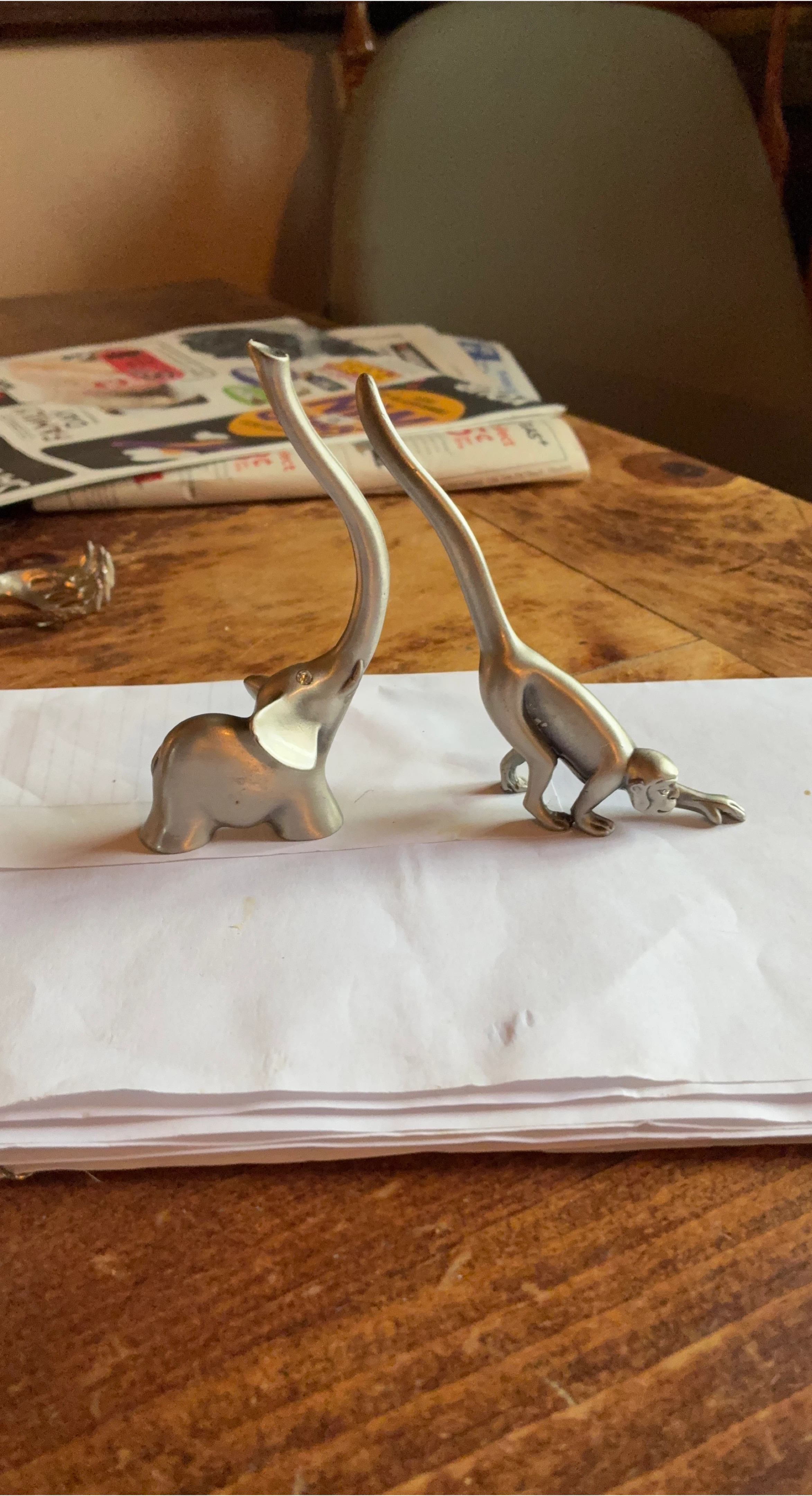 Pewter Elephant & Monkey Figurines thumbnail
