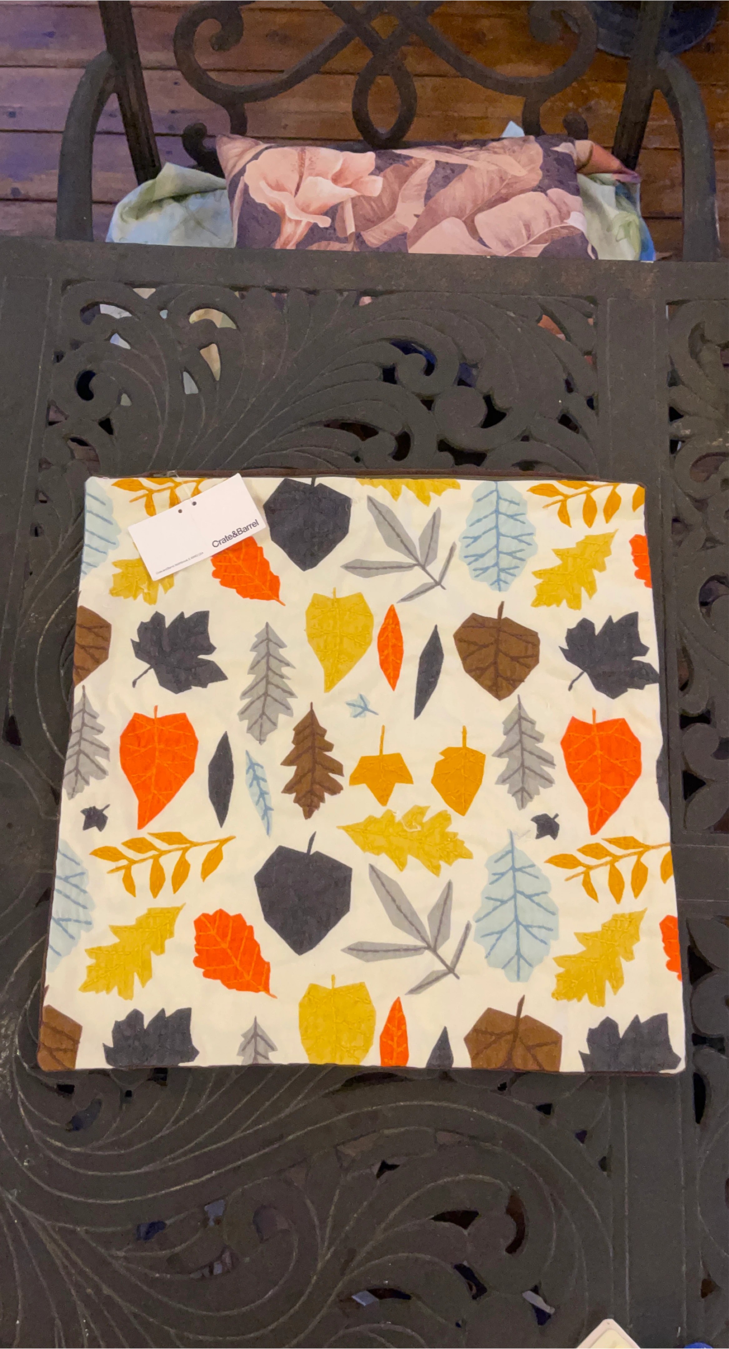 Crate & Barrel Leaf Print Pillow Cover - New thumbnail