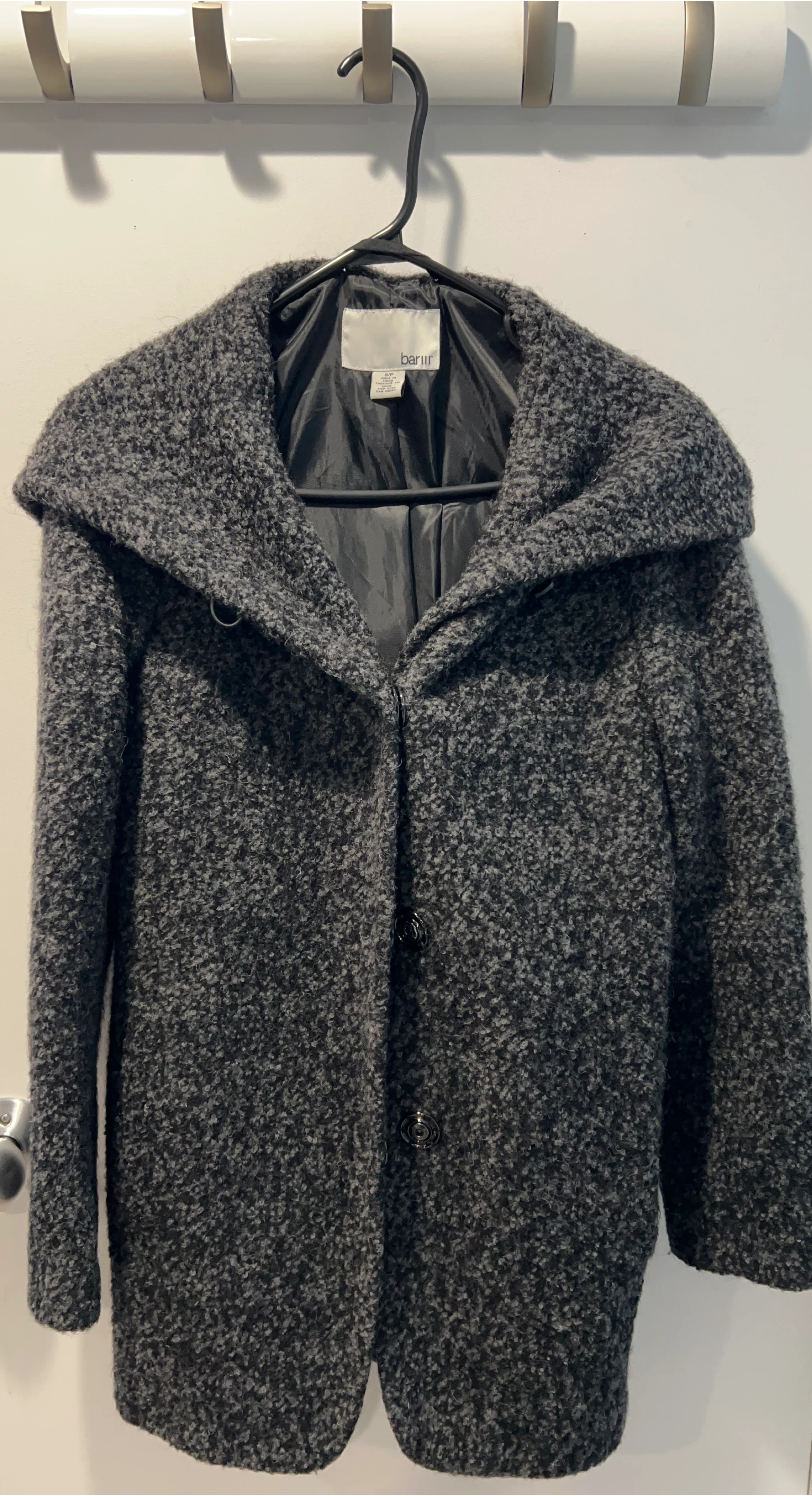bar lll Grey Wool Blend Coat - Size S thumbnail