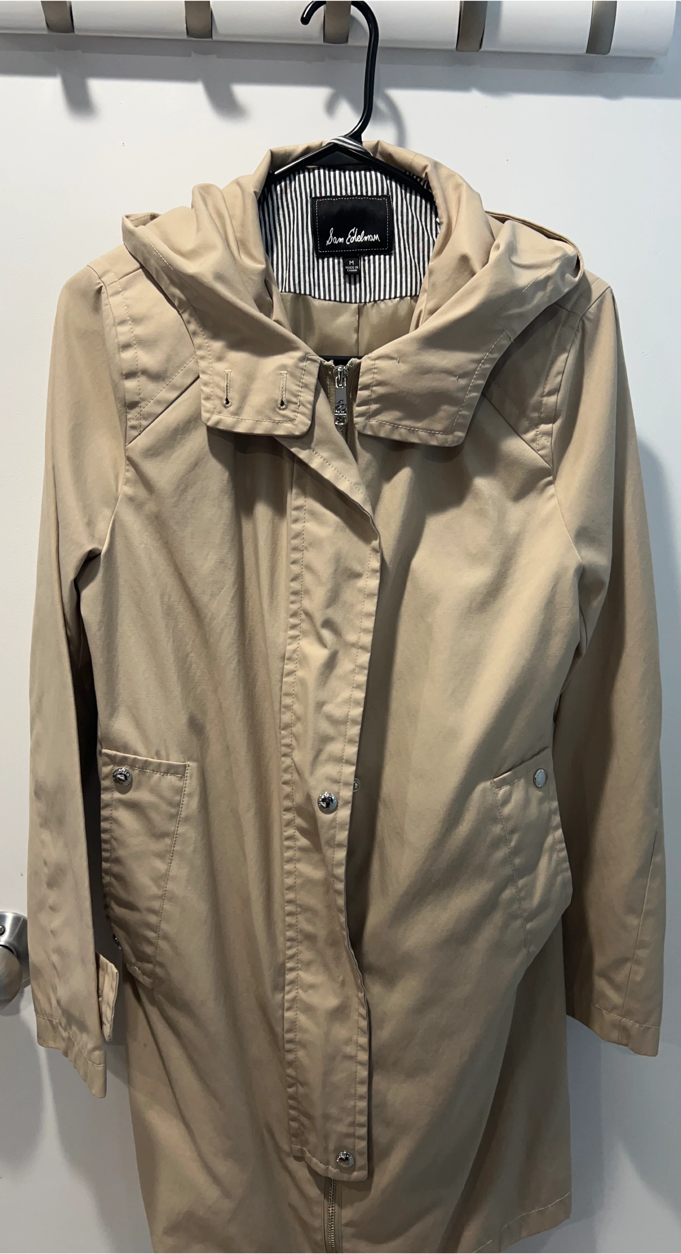Sam Edelman Beige Hooded Raincoat - Size M thumbnail