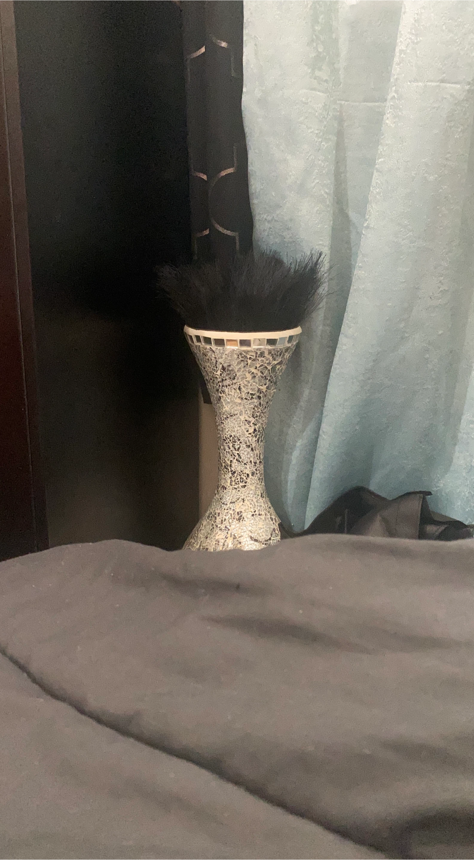 Decorative Vase with Black Feather Accent thumbnail
