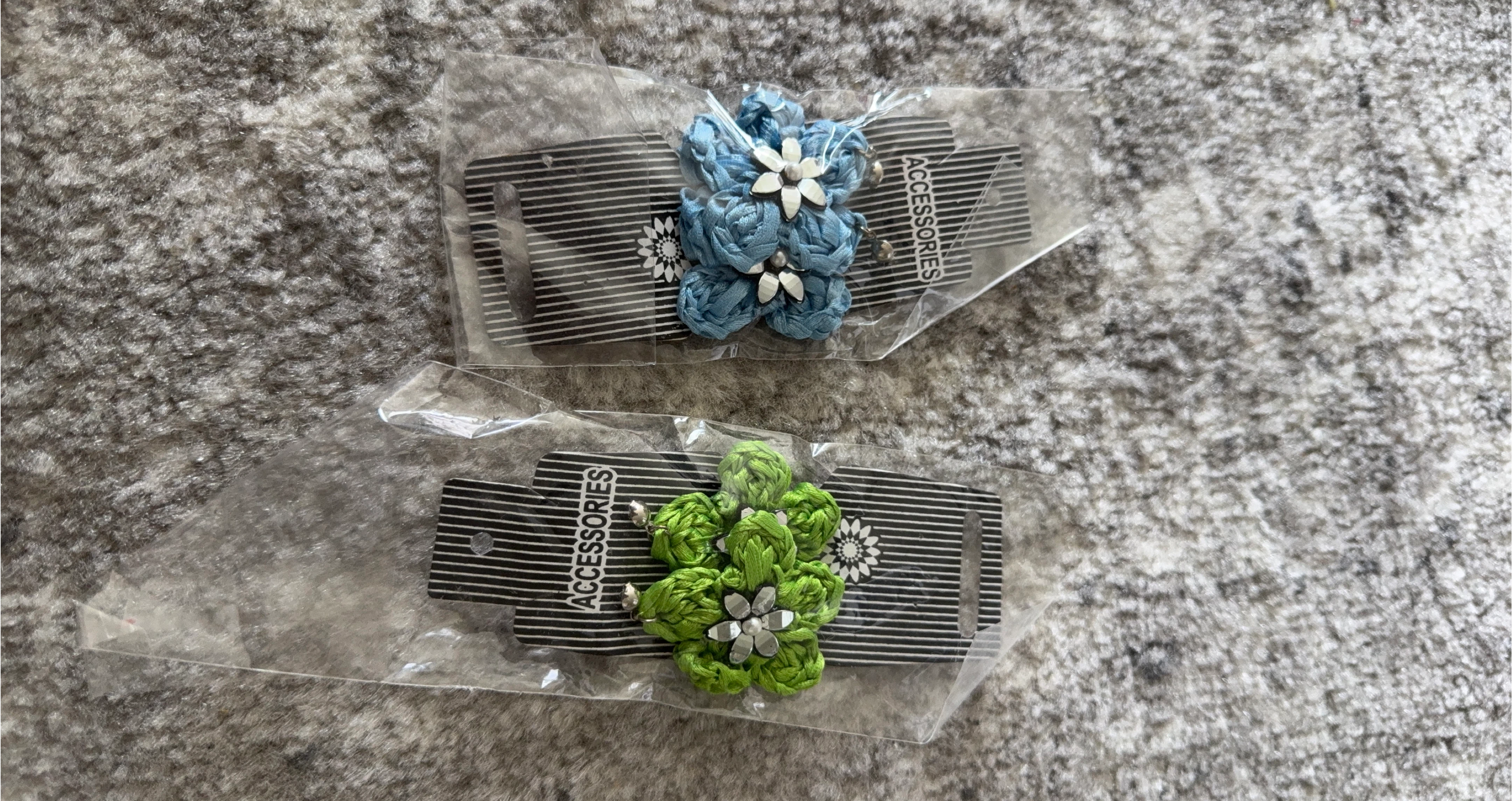 Flower earrings Accessories - Blue and Green thumbnail