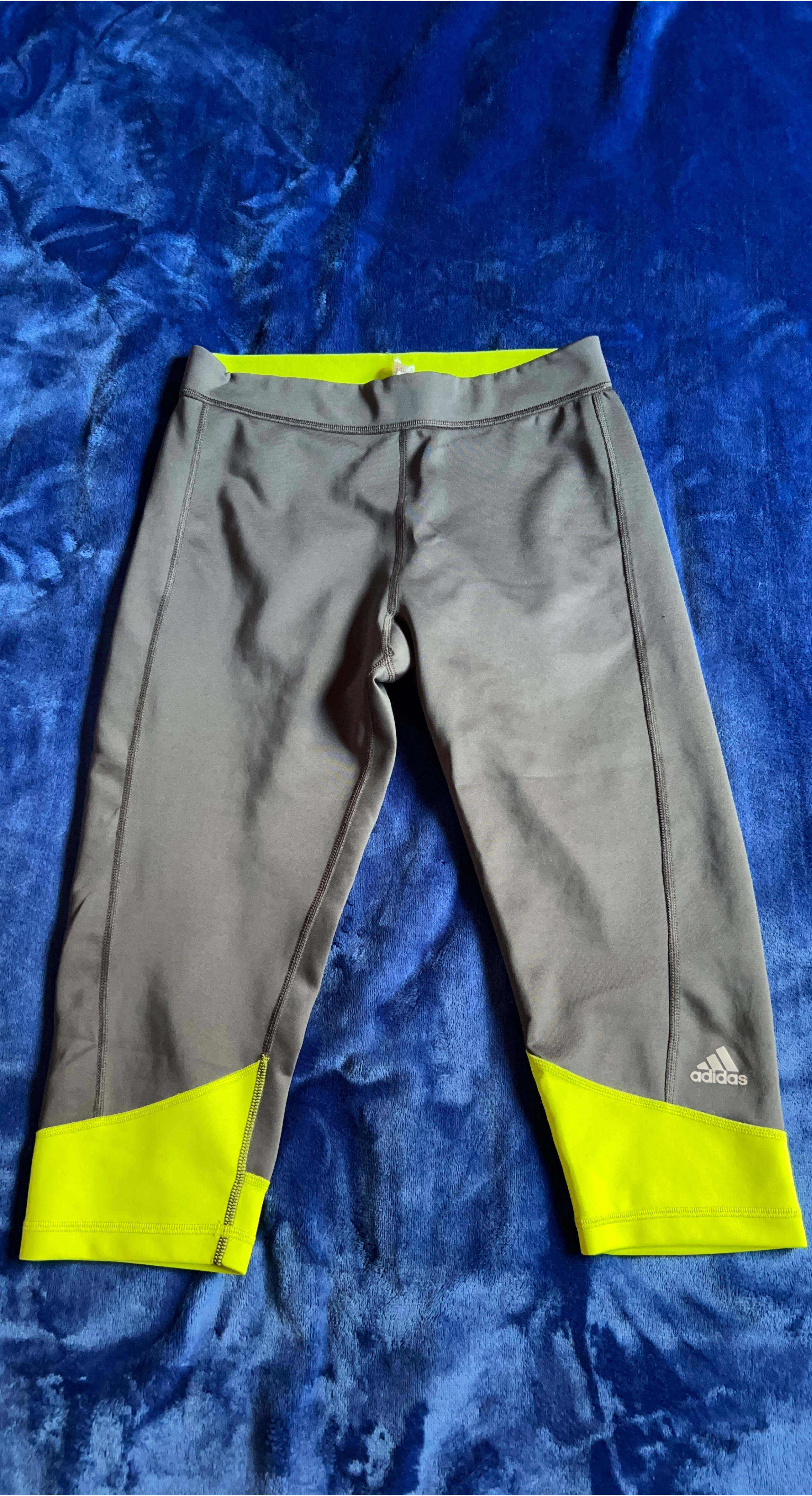 Adidas Grey & Neon Yellow Capri Leggings