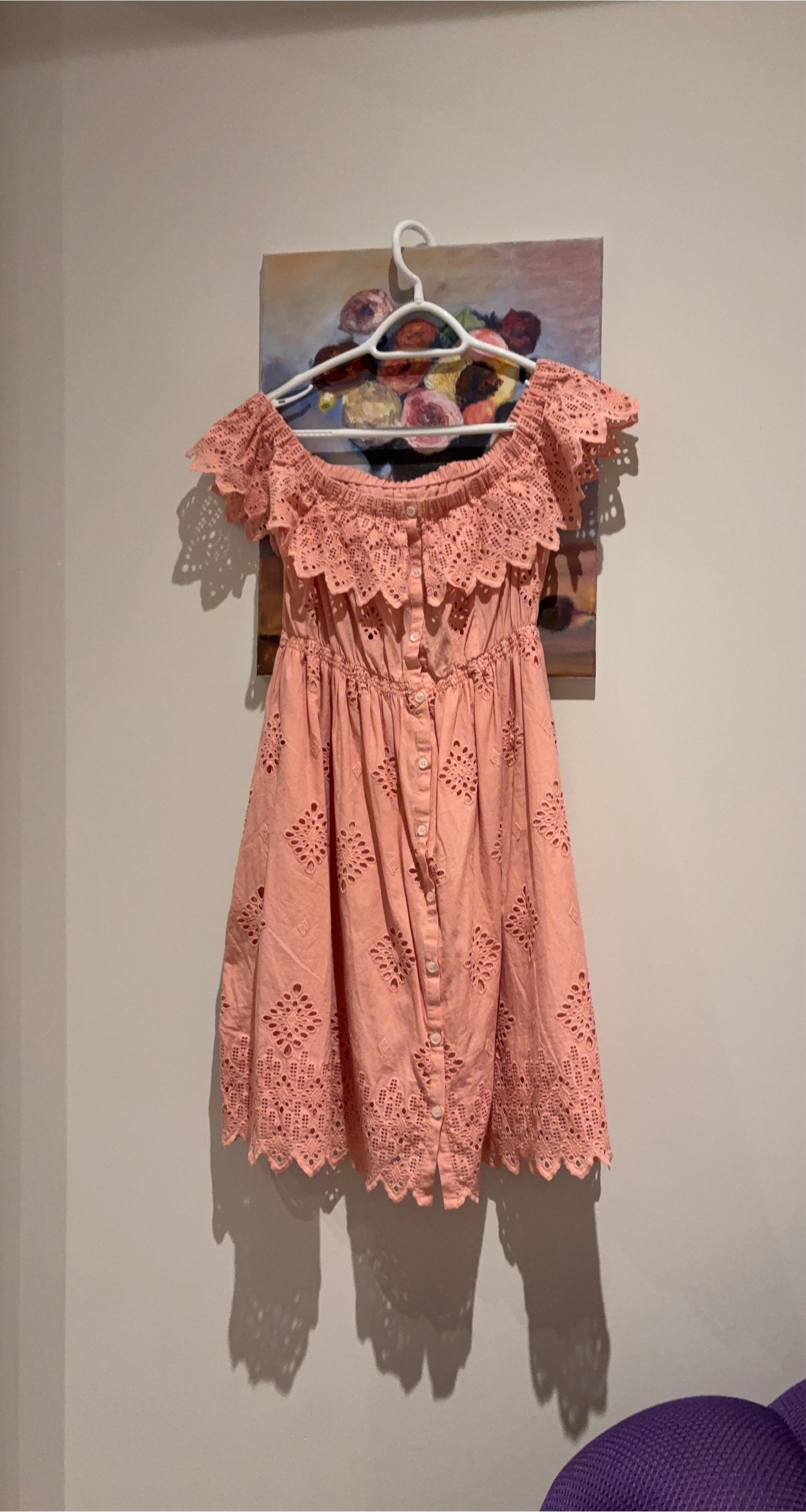 Pink Eyelet Off-the-Shoulder Dress thumbnail
