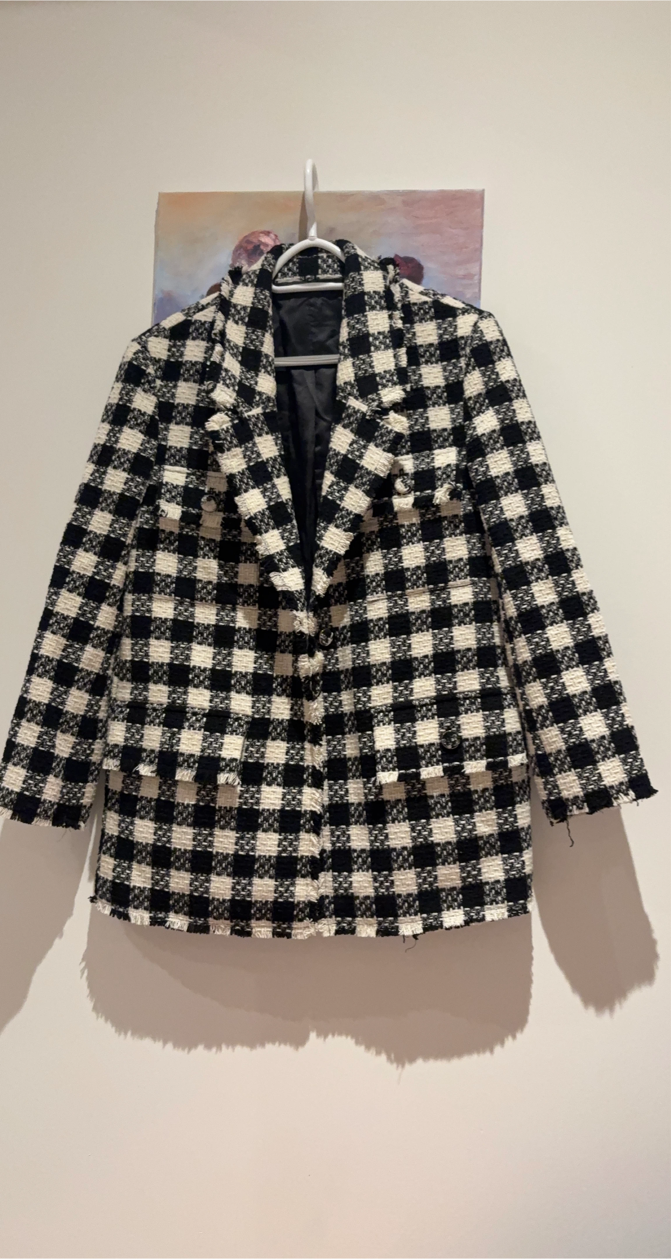 Black & White Plaid Tweed Blazer thumbnail