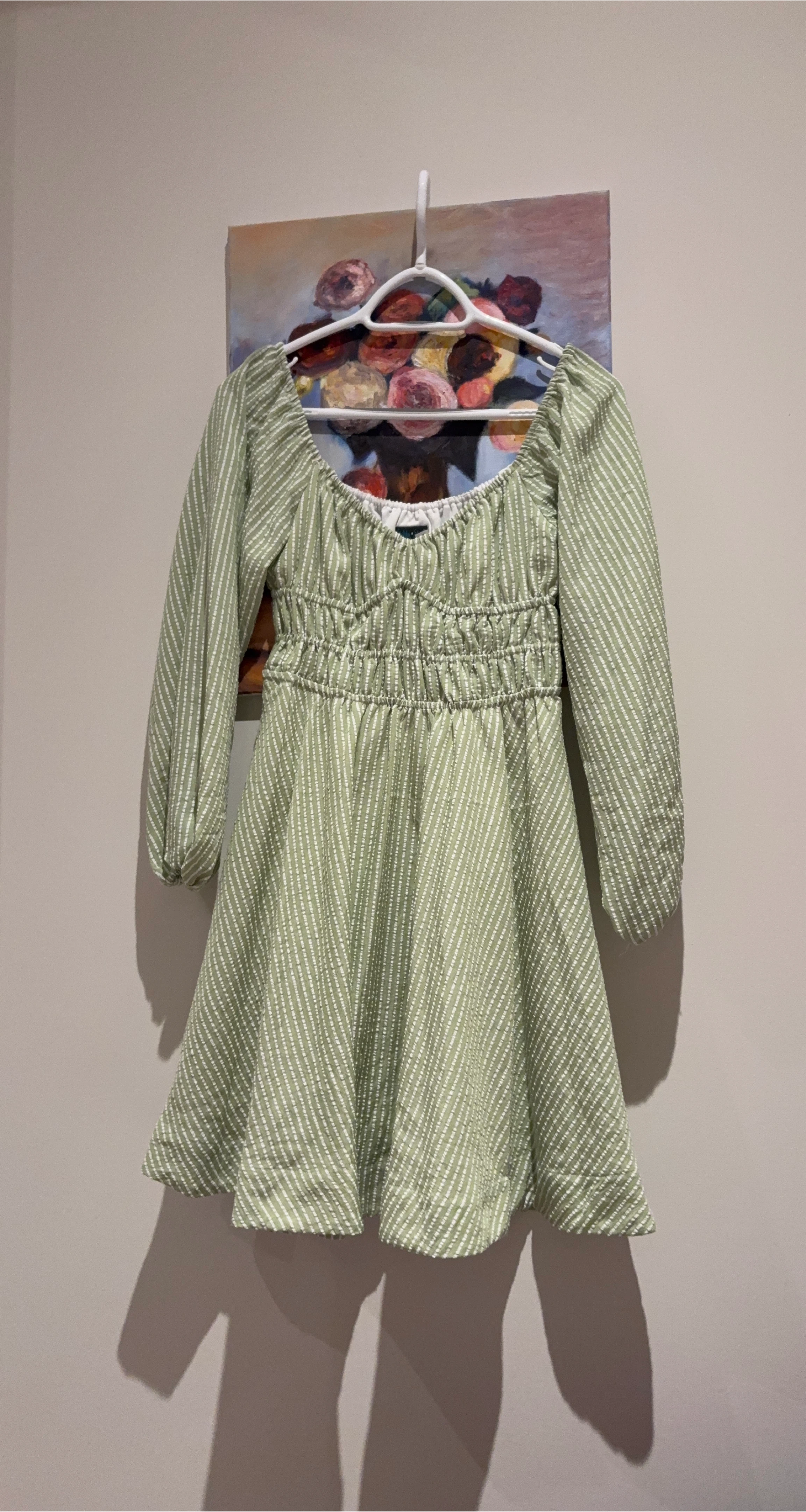 Wild Fable Green Striped Long Sleeve Dress thumbnail