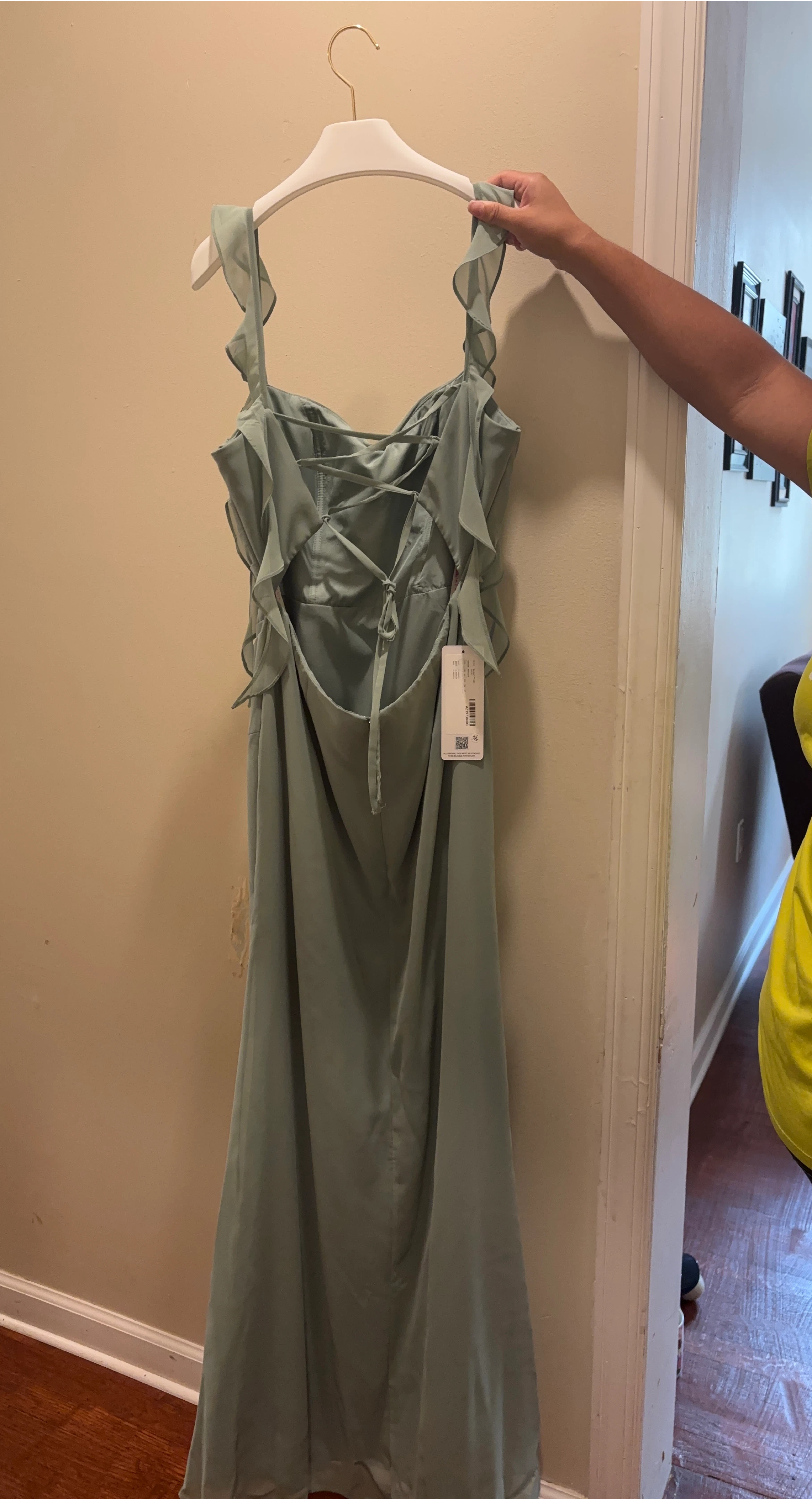 Sage Green Dress with Ruffle Straps
