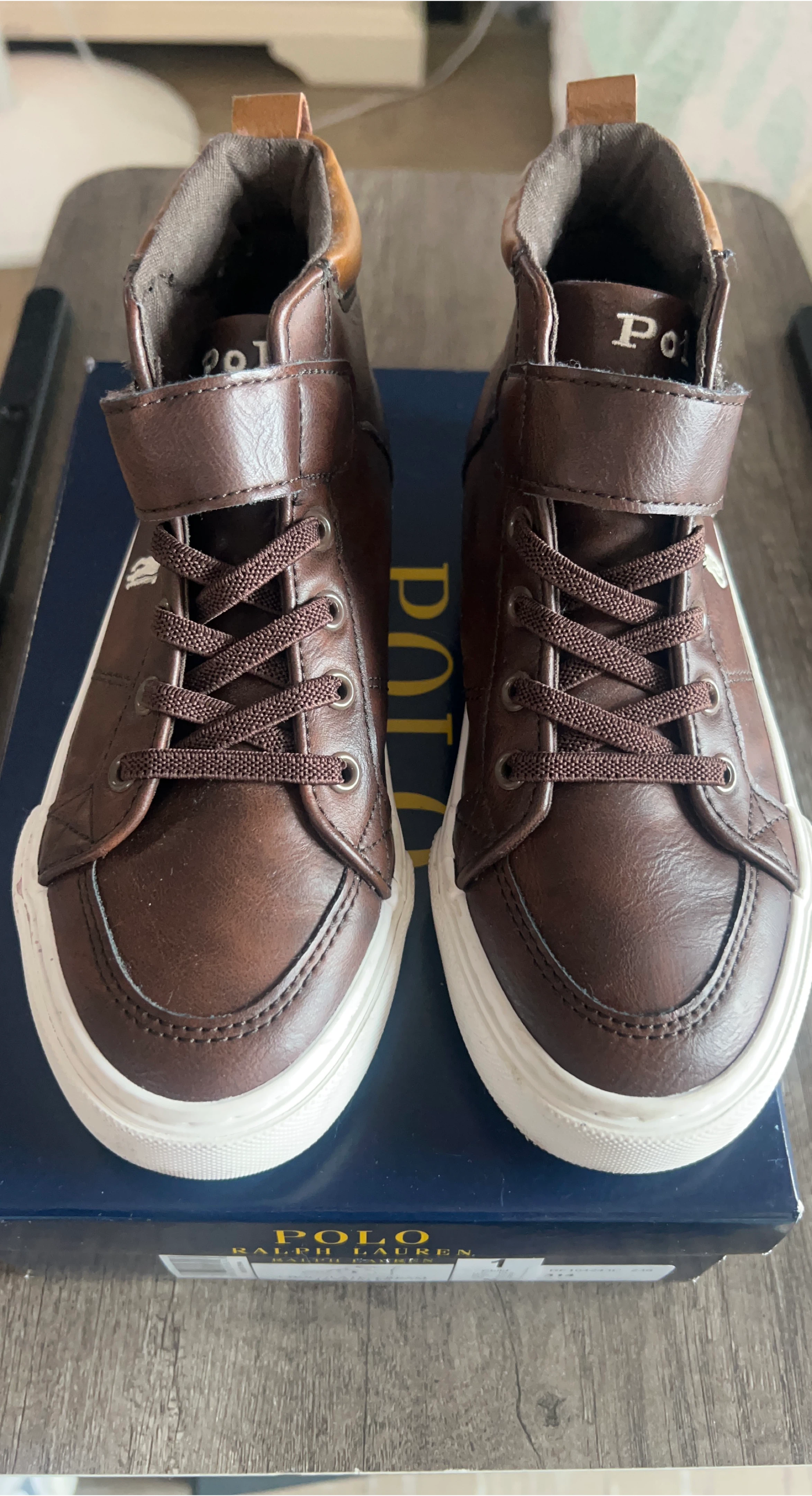 Polo Ralph Lauren Brown Leather Sneakers - Size 1 thumbnail