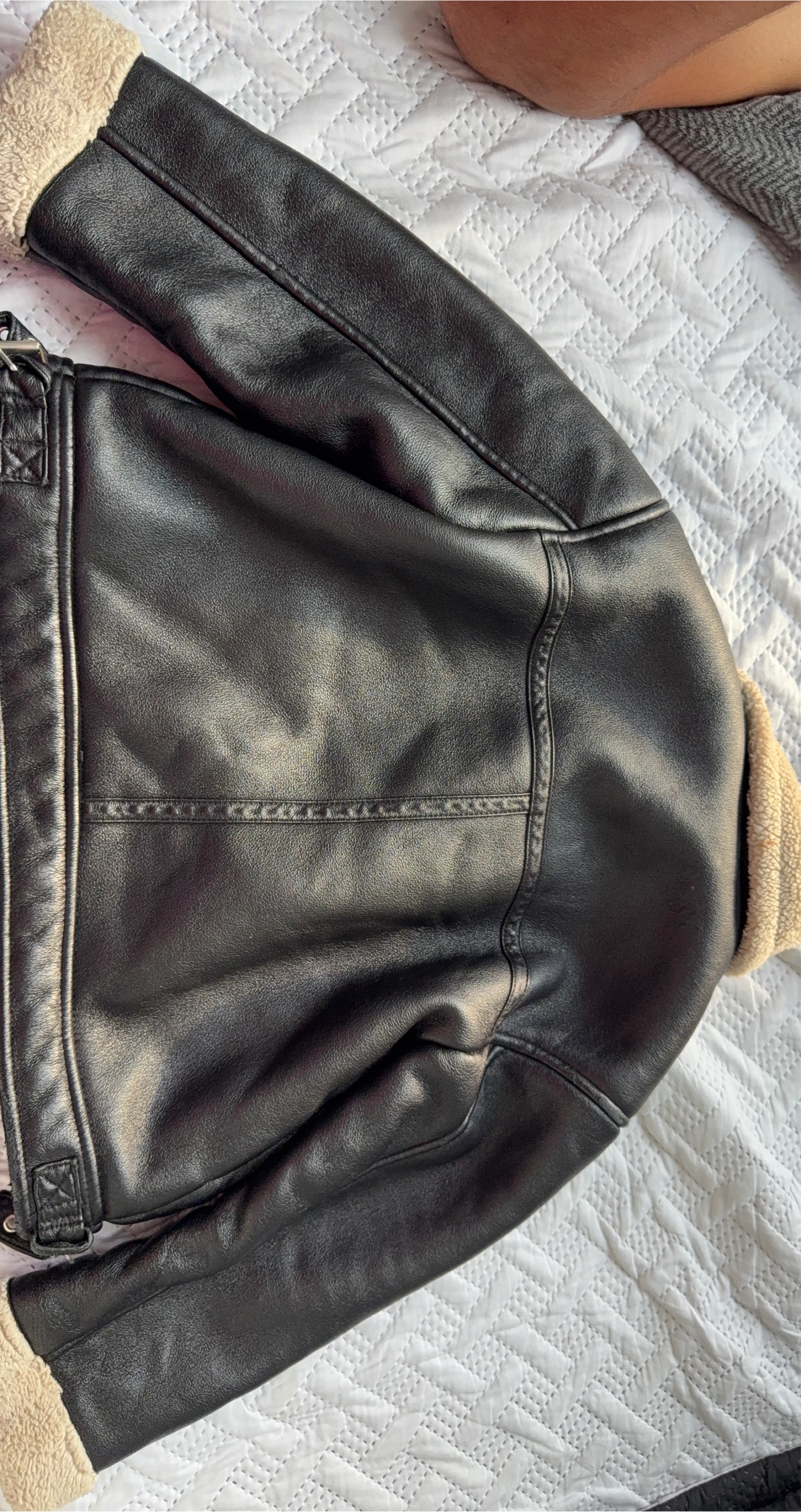 Zara Faux Leather Aviator Jacket, Size M thumbnail