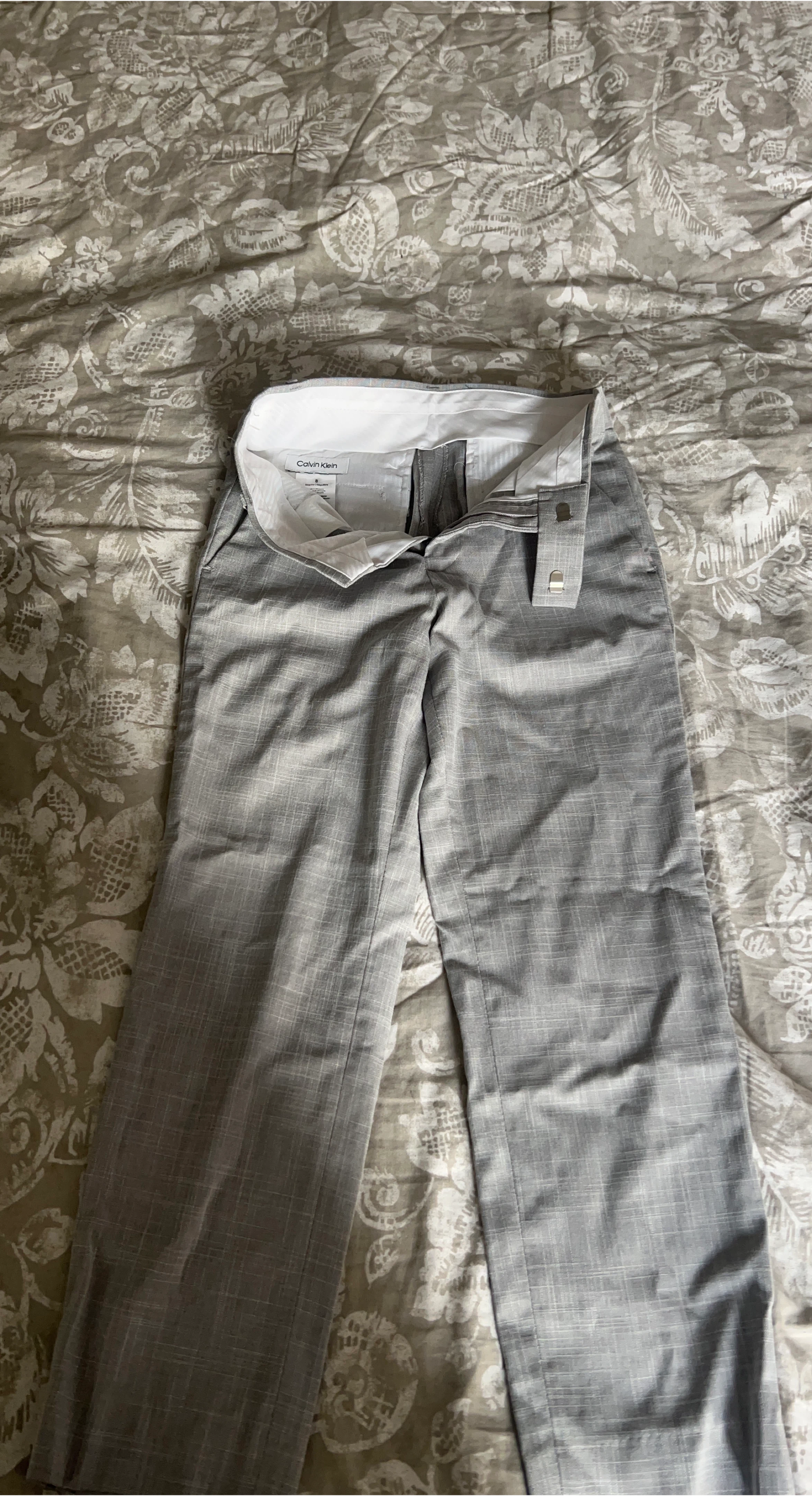 Calvin Klein Gray Plaid Dress Pants thumbnail
