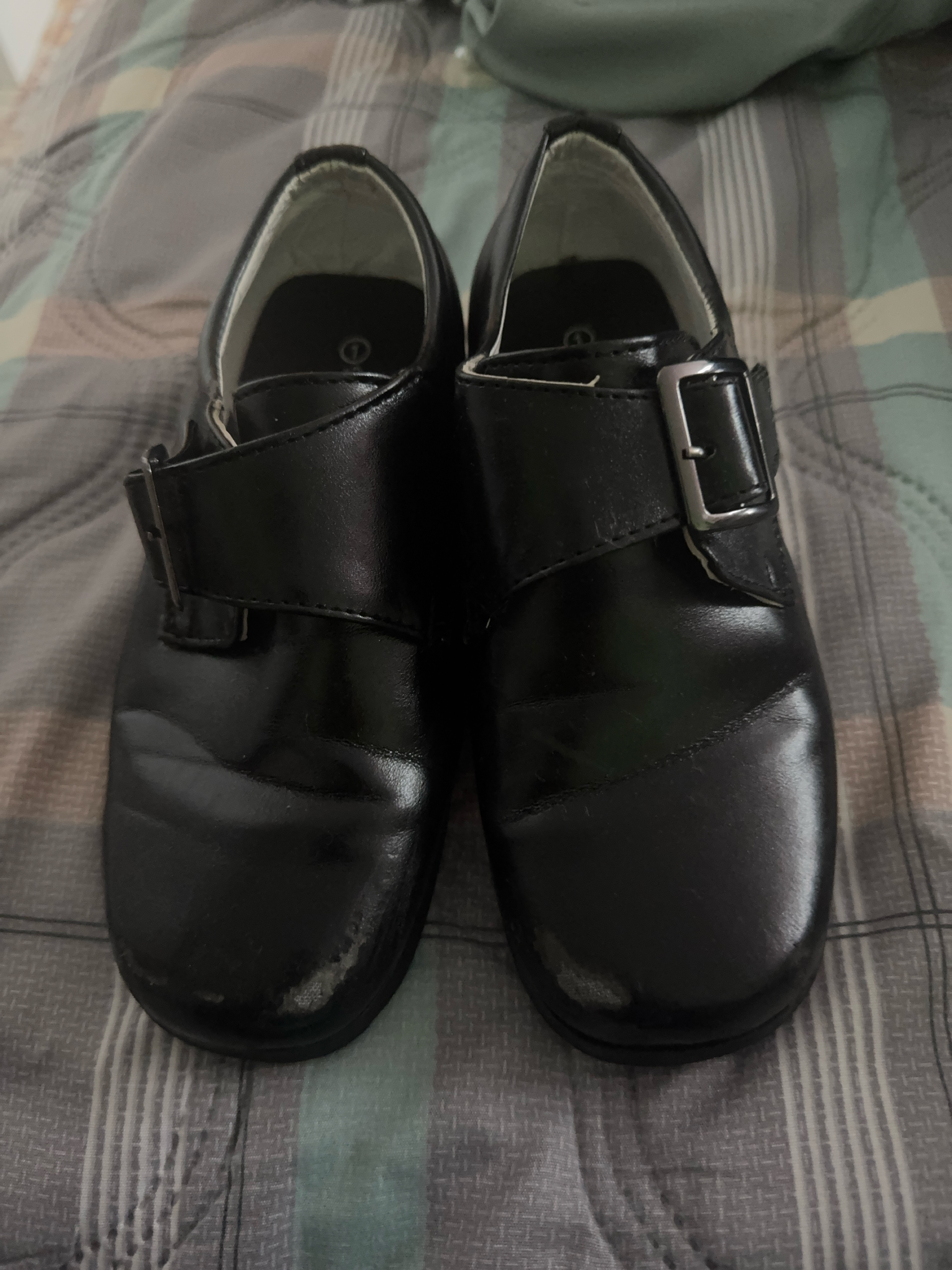 Black Dress Shoes with Buckle, Size Unknown