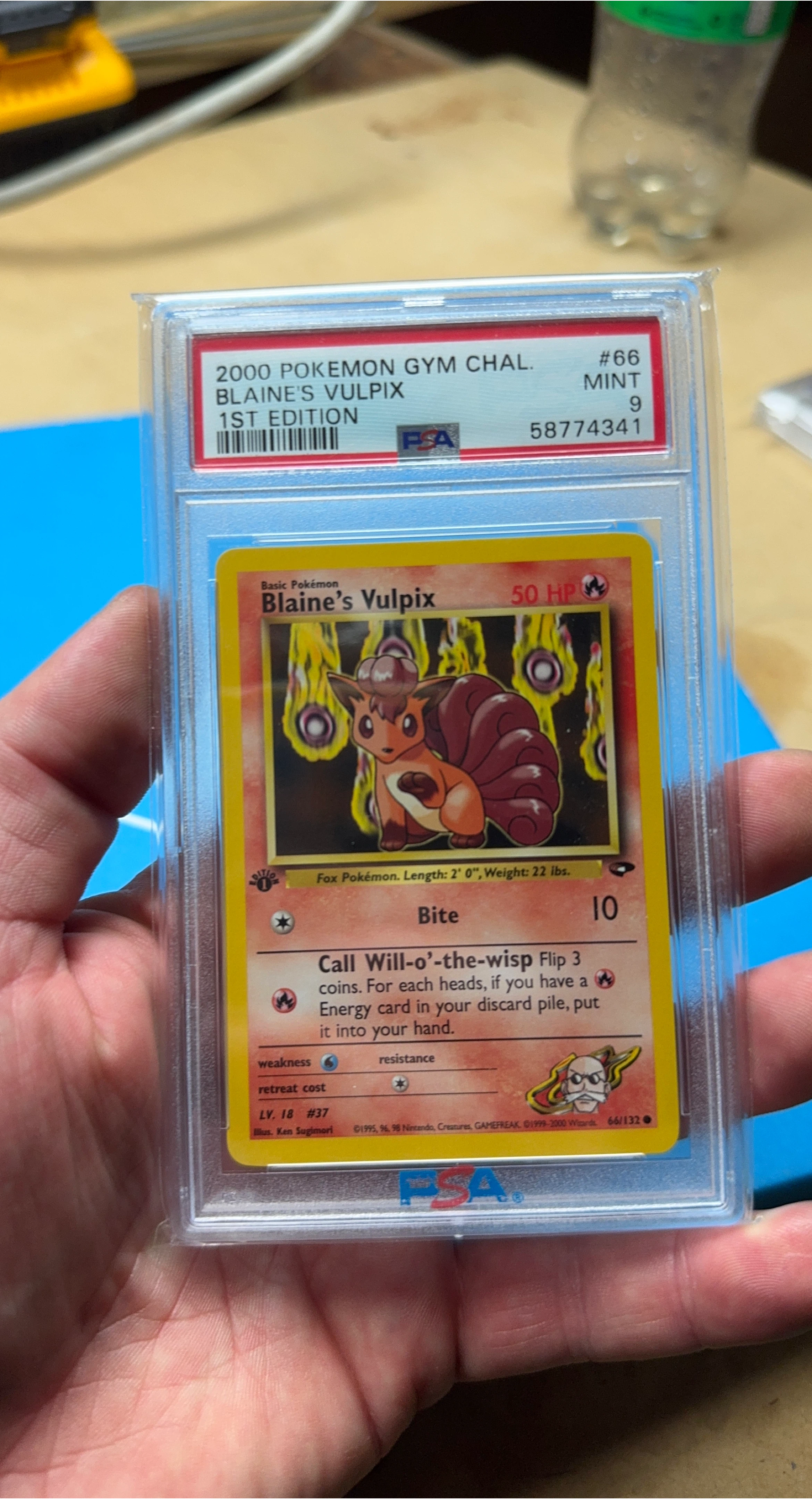 Blaine's Vulpix 2000 Pokemon Card PSA 9 thumbnail