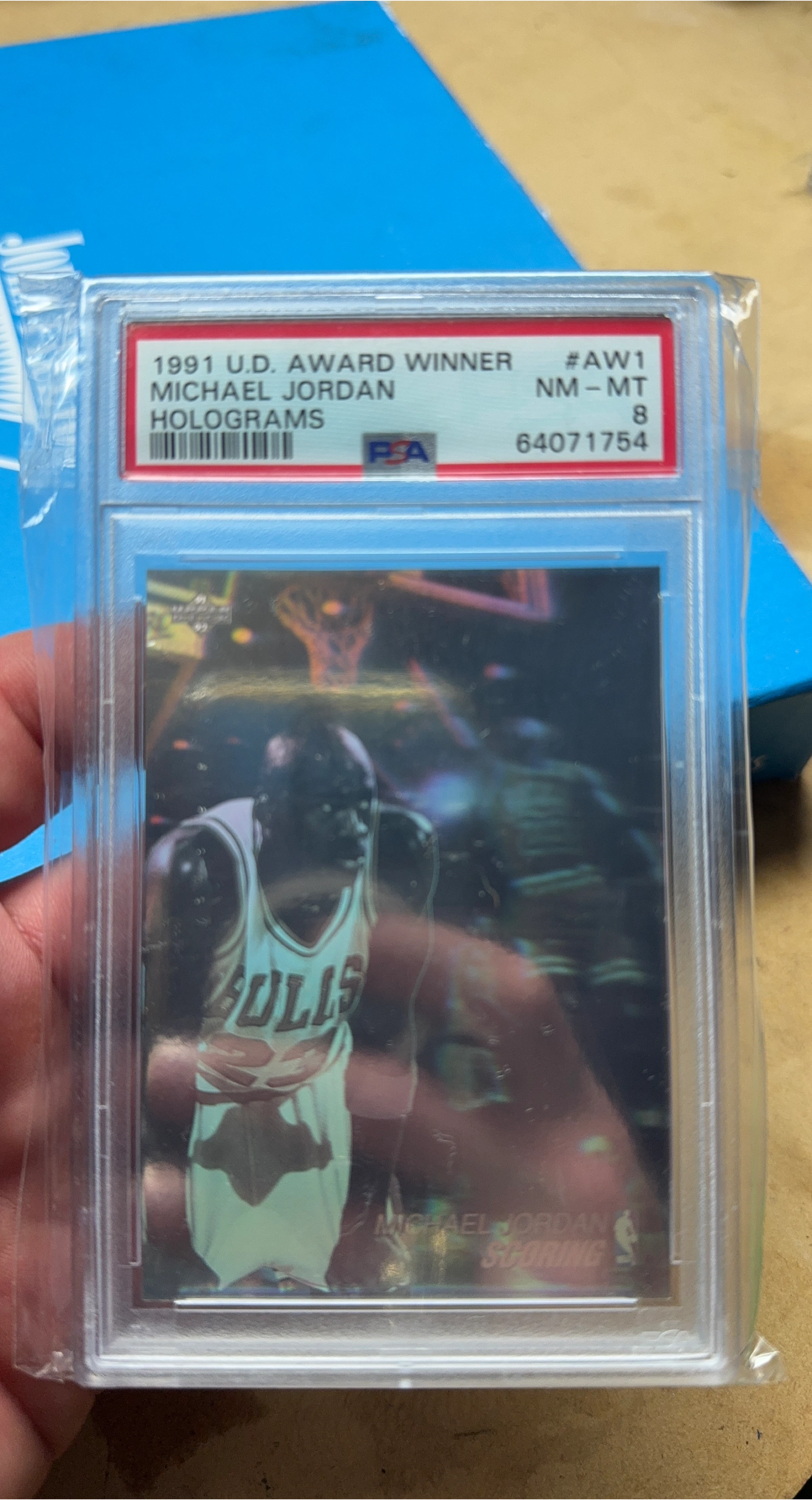 1991 Michael Jordan U.D. Award Winner Hologram PSA 8 thumbnail