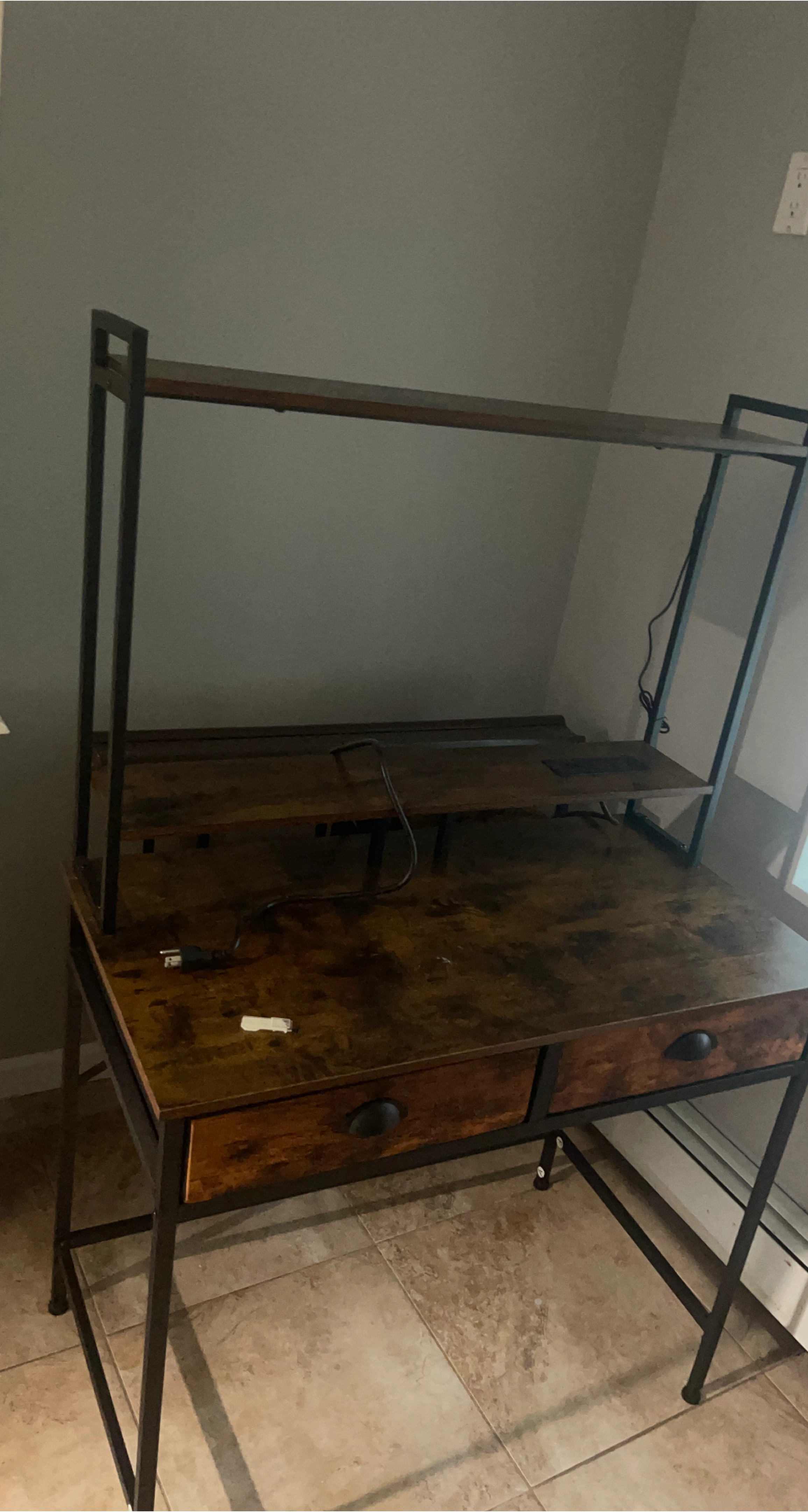 Brown Wood Desk with Shelves thumbnail