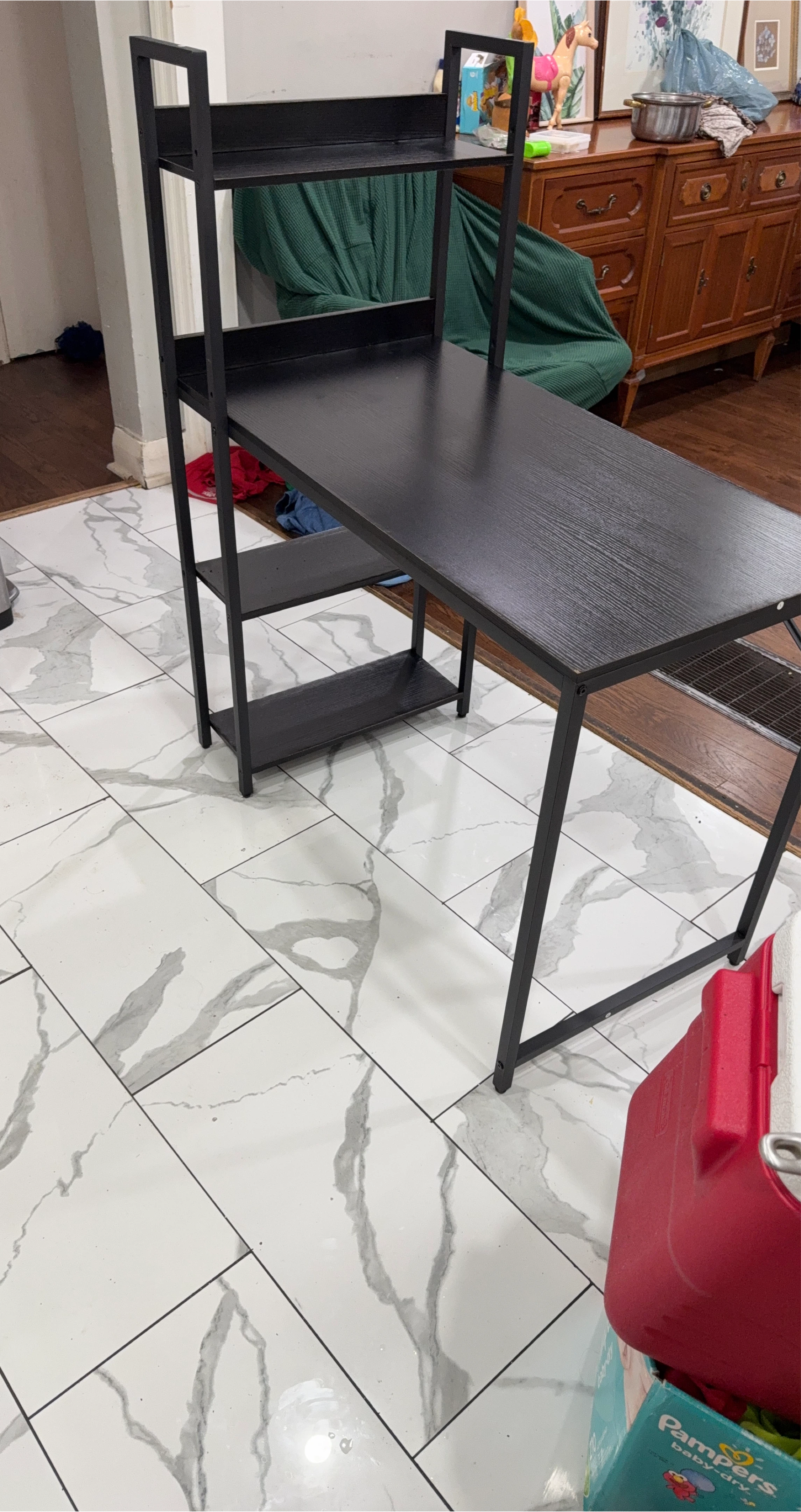 Black Desk with Shelves