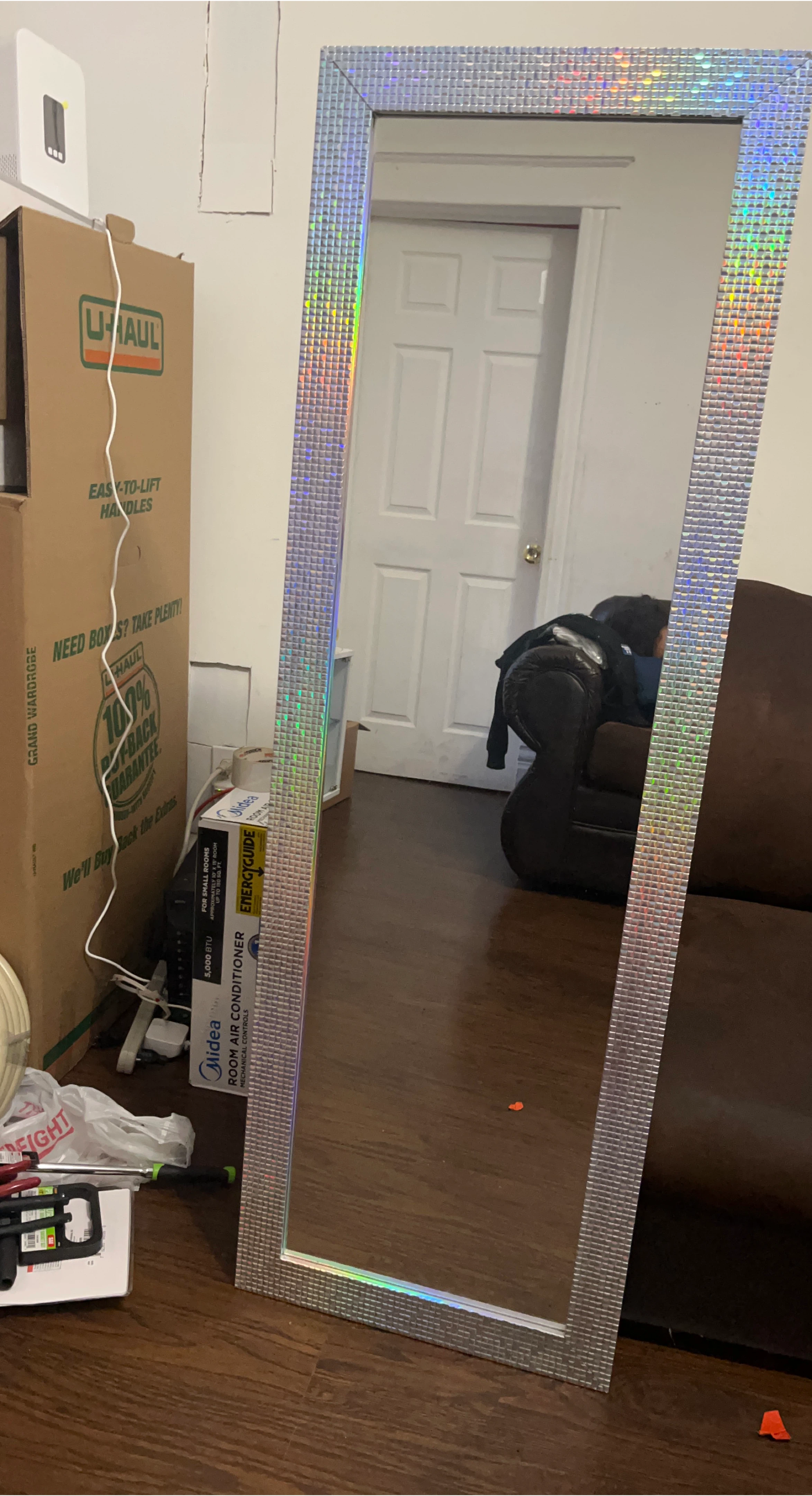 Sparkly Silver Framed Mirror thumbnail