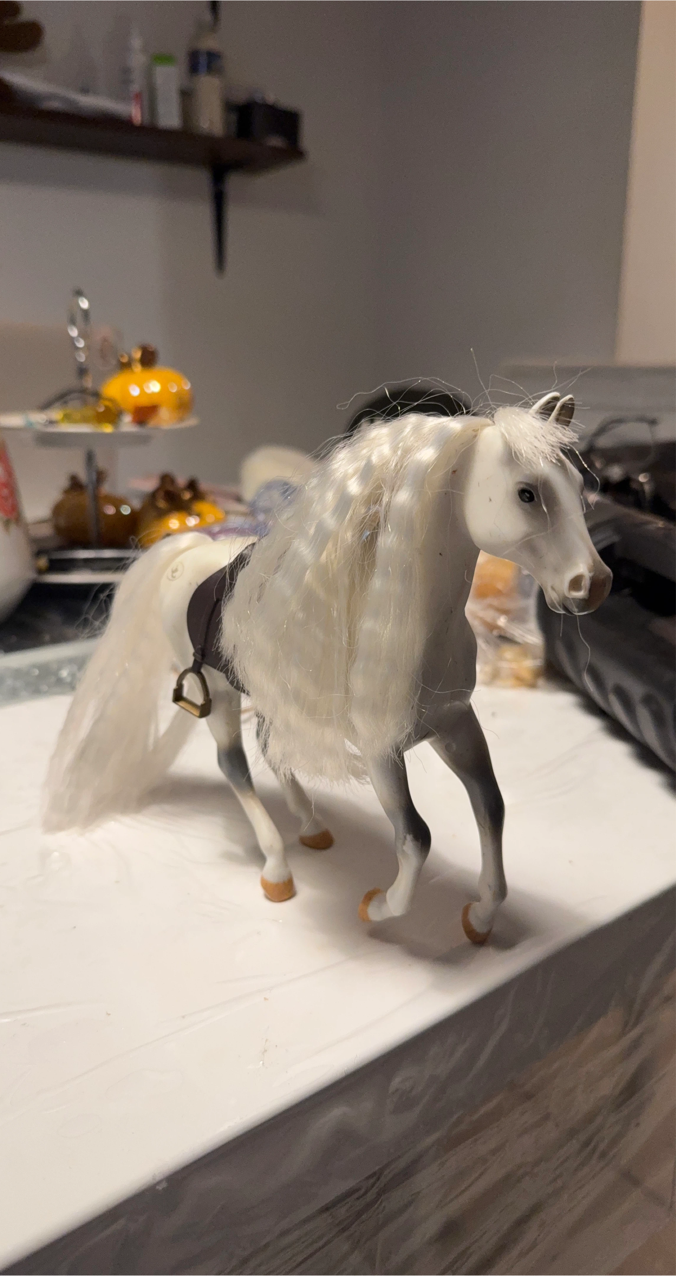 White Horse Toy with Saddle
