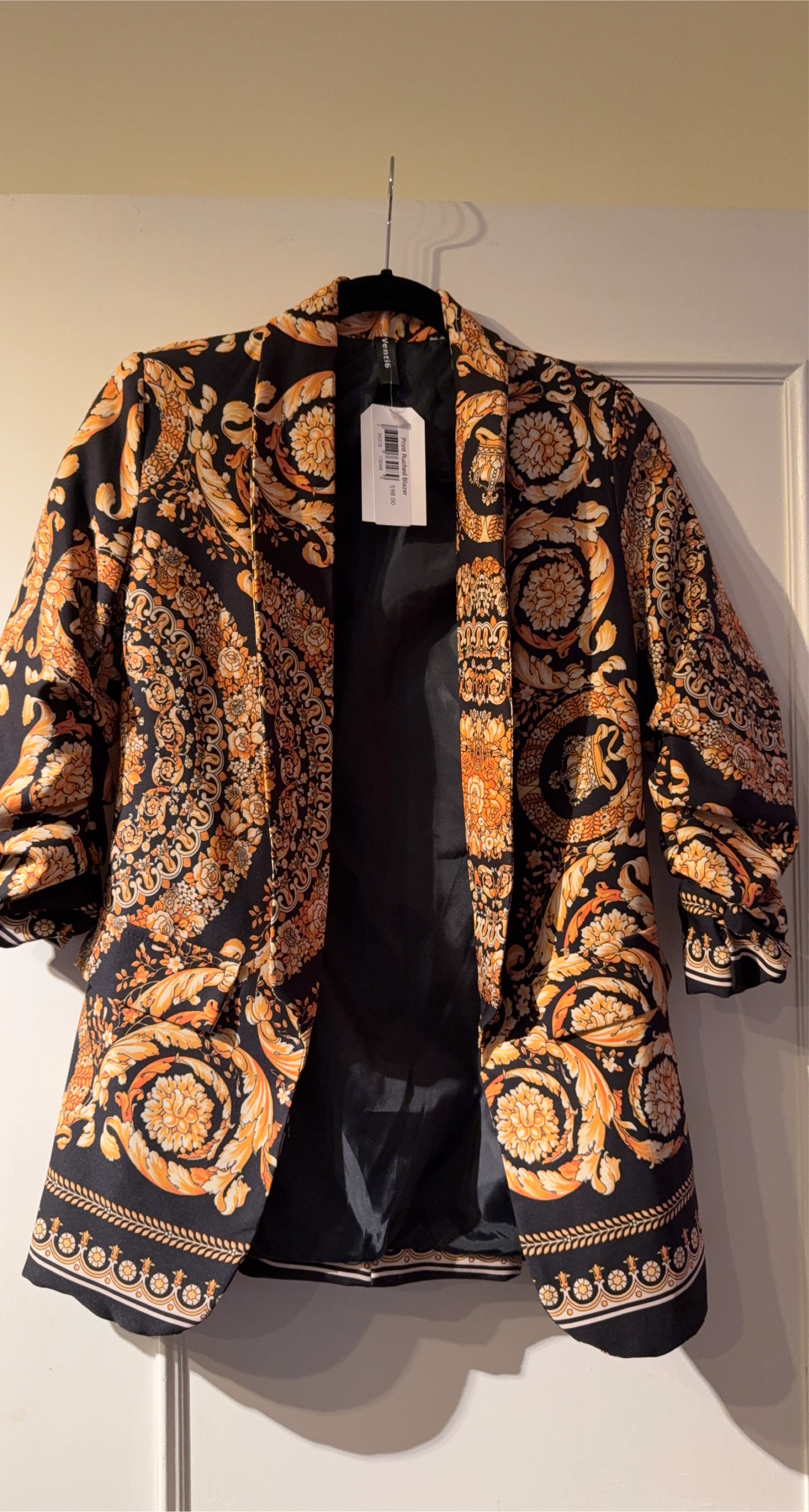 Versace-Style Patterned Blazer - Size M thumbnail