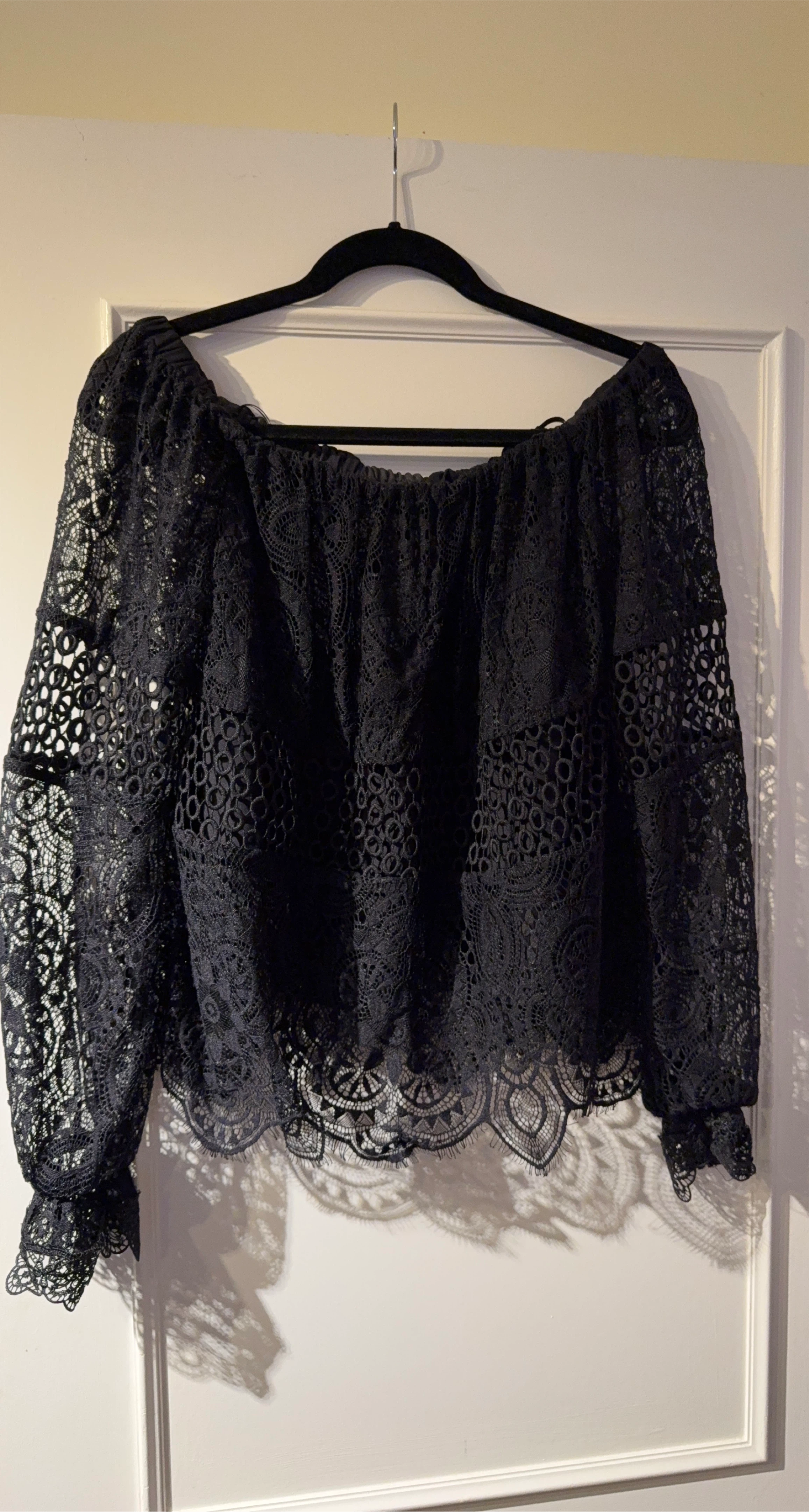 Black Lace Off-the-Shoulder Top thumbnail