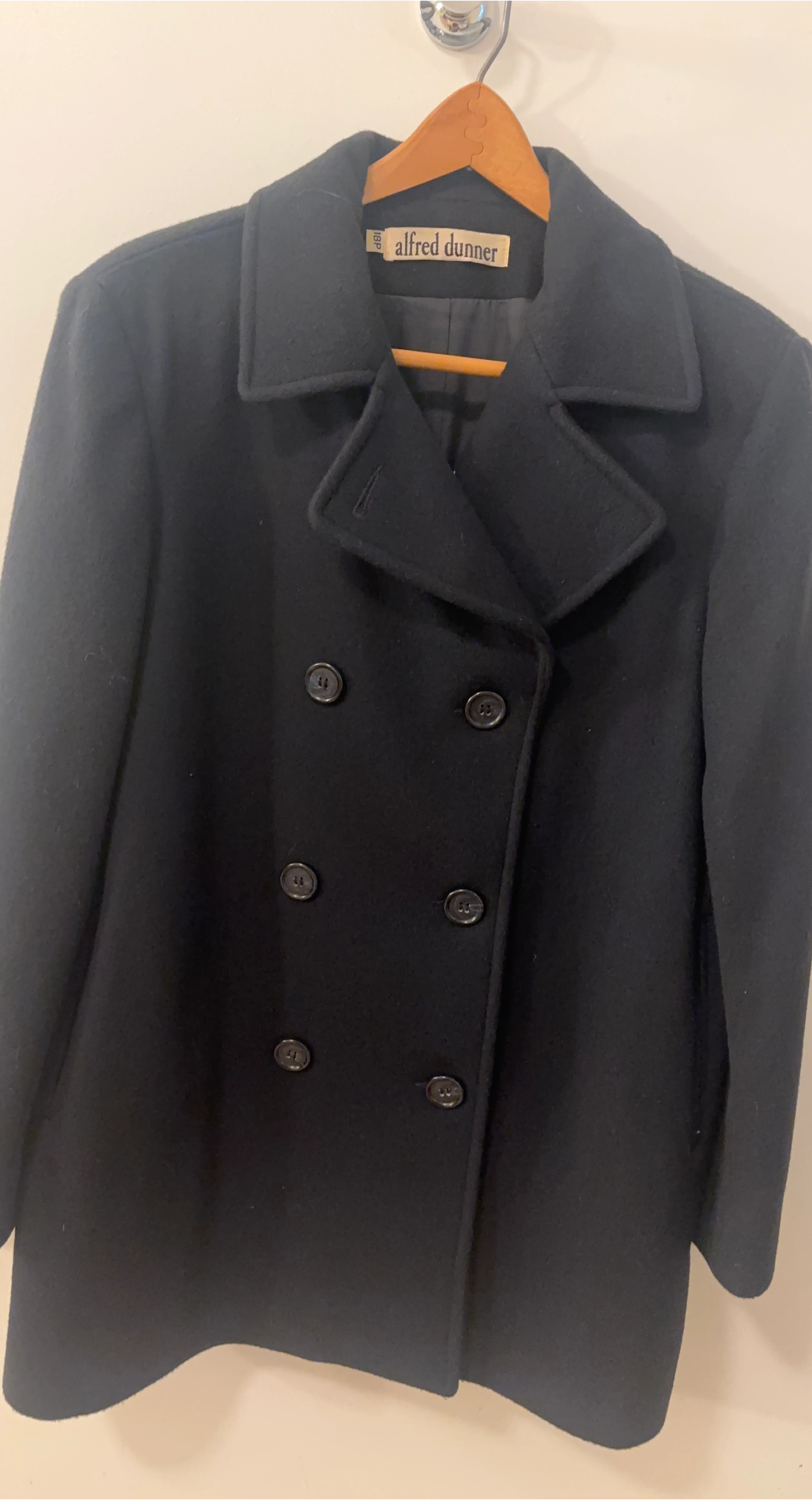 Alfred Dunner Black Pea Coat - Size 18P thumbnail
